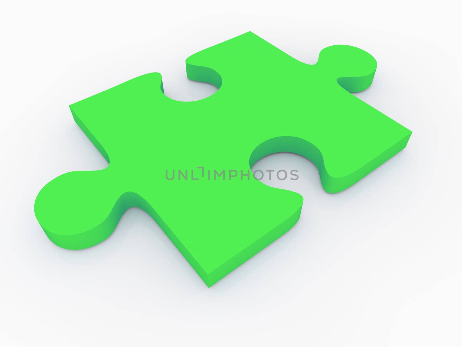 Single green color puzzle concept on white background.