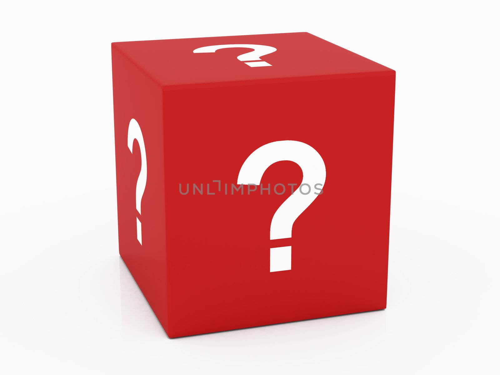 Question mark symbol in red blocks on white background.