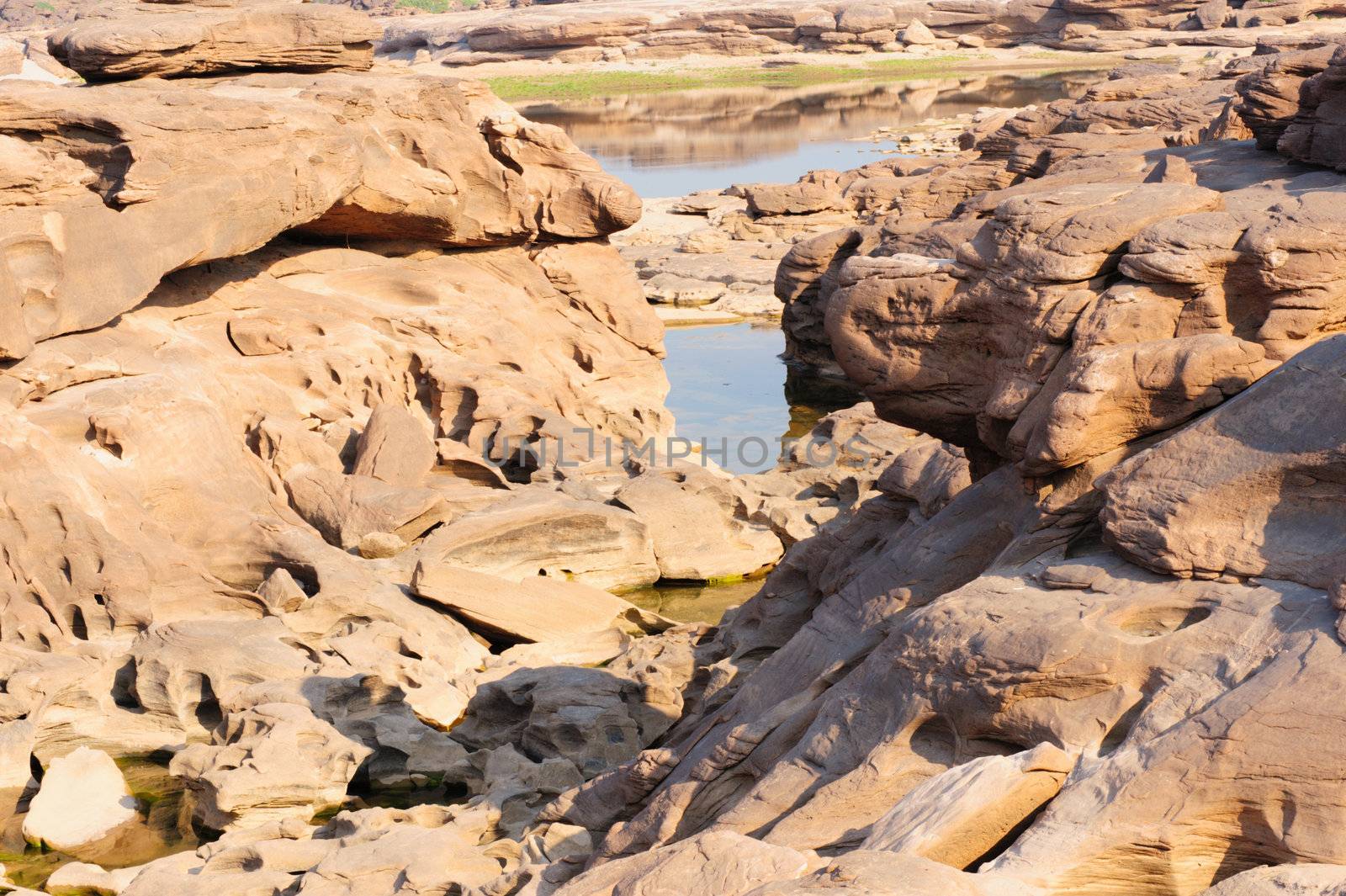 The light on three thousand waving ,this is travel  look like Grand Canyon  in Ubon Ratchathani , Thailand.