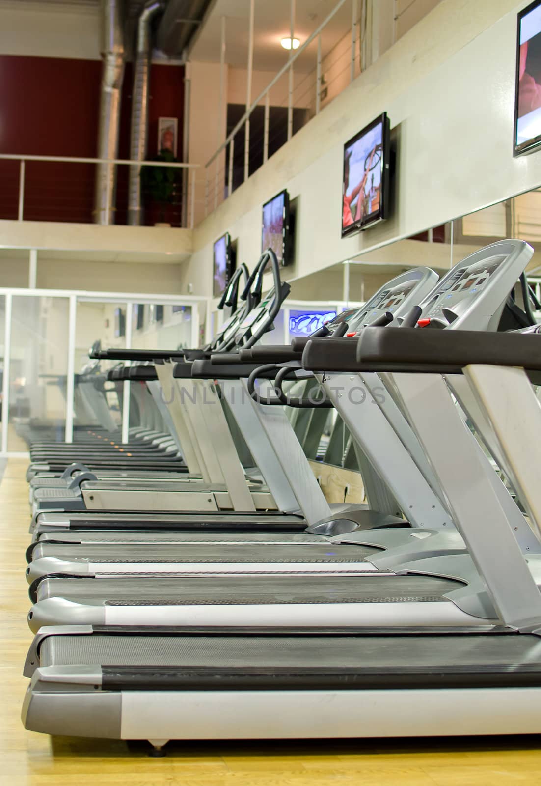 Athletic treadmills in the fitness club