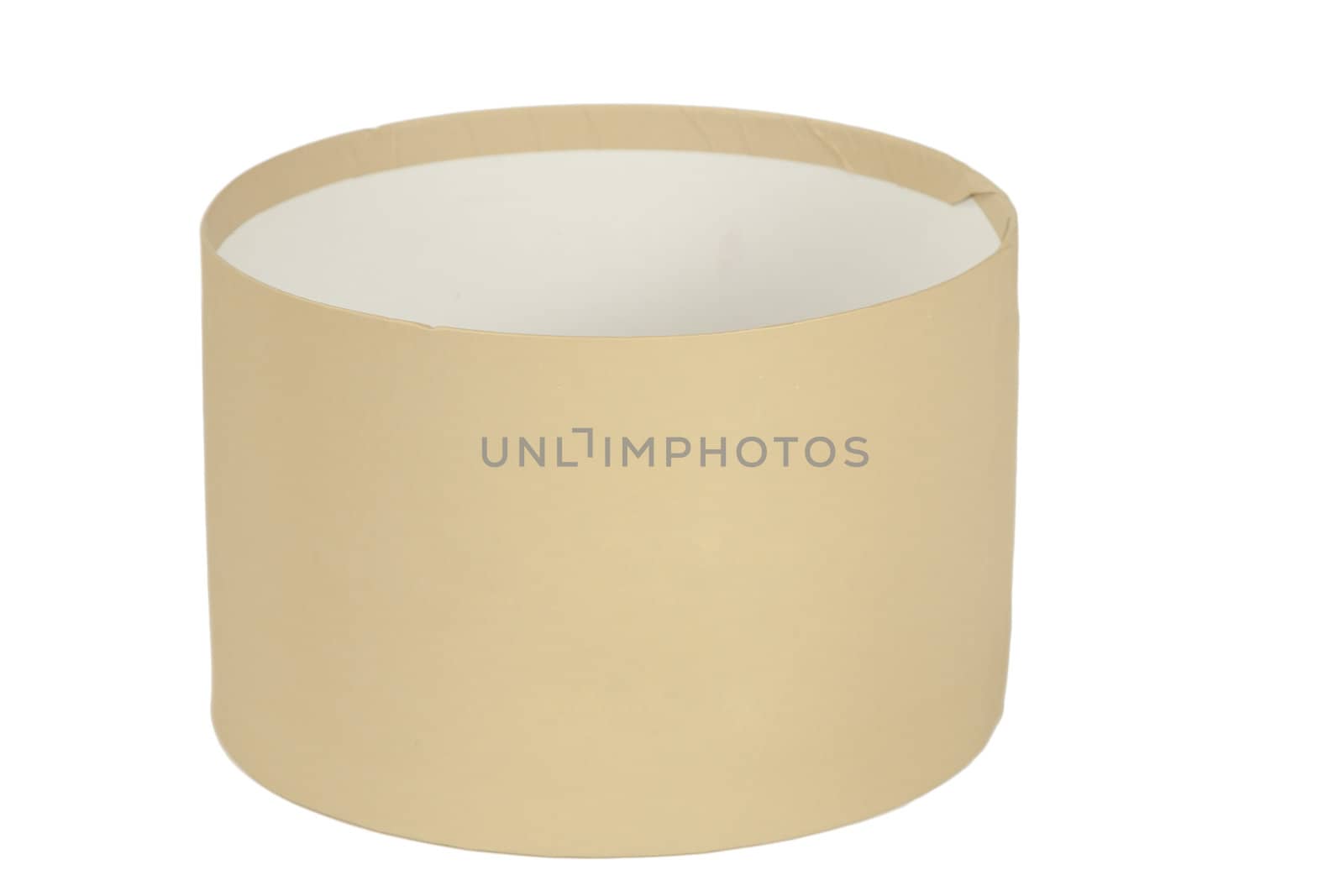 open round box, cardboard made,  isolated on white