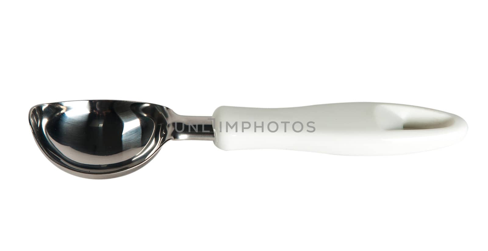 silver Ice cream scoop, spoon isolated on white 