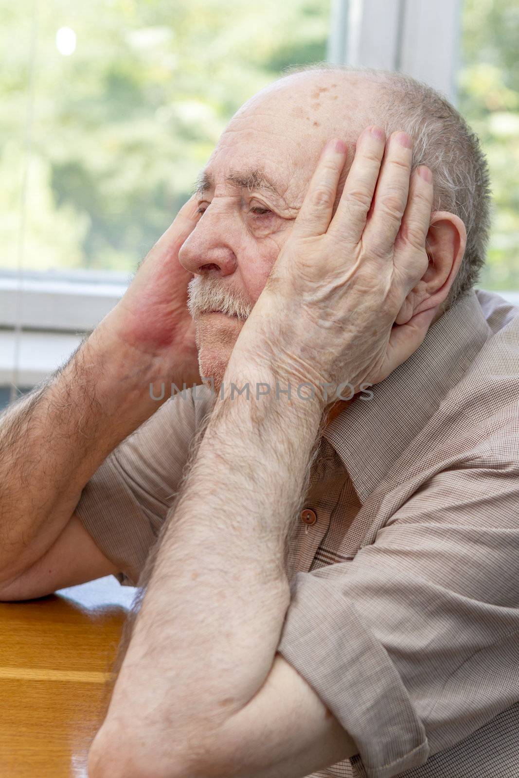 portrait sadness senior man thinking