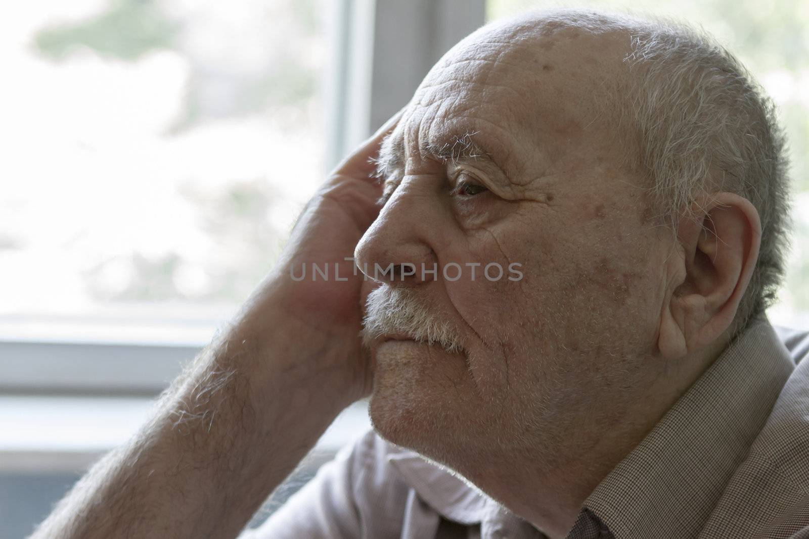 portrait sadness senior man thinking