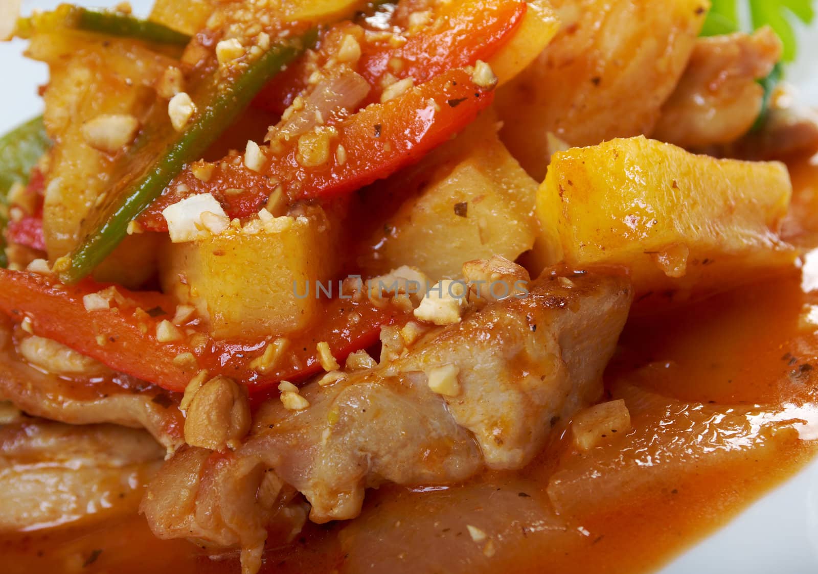 chicken and pineapples  sauce.closeup