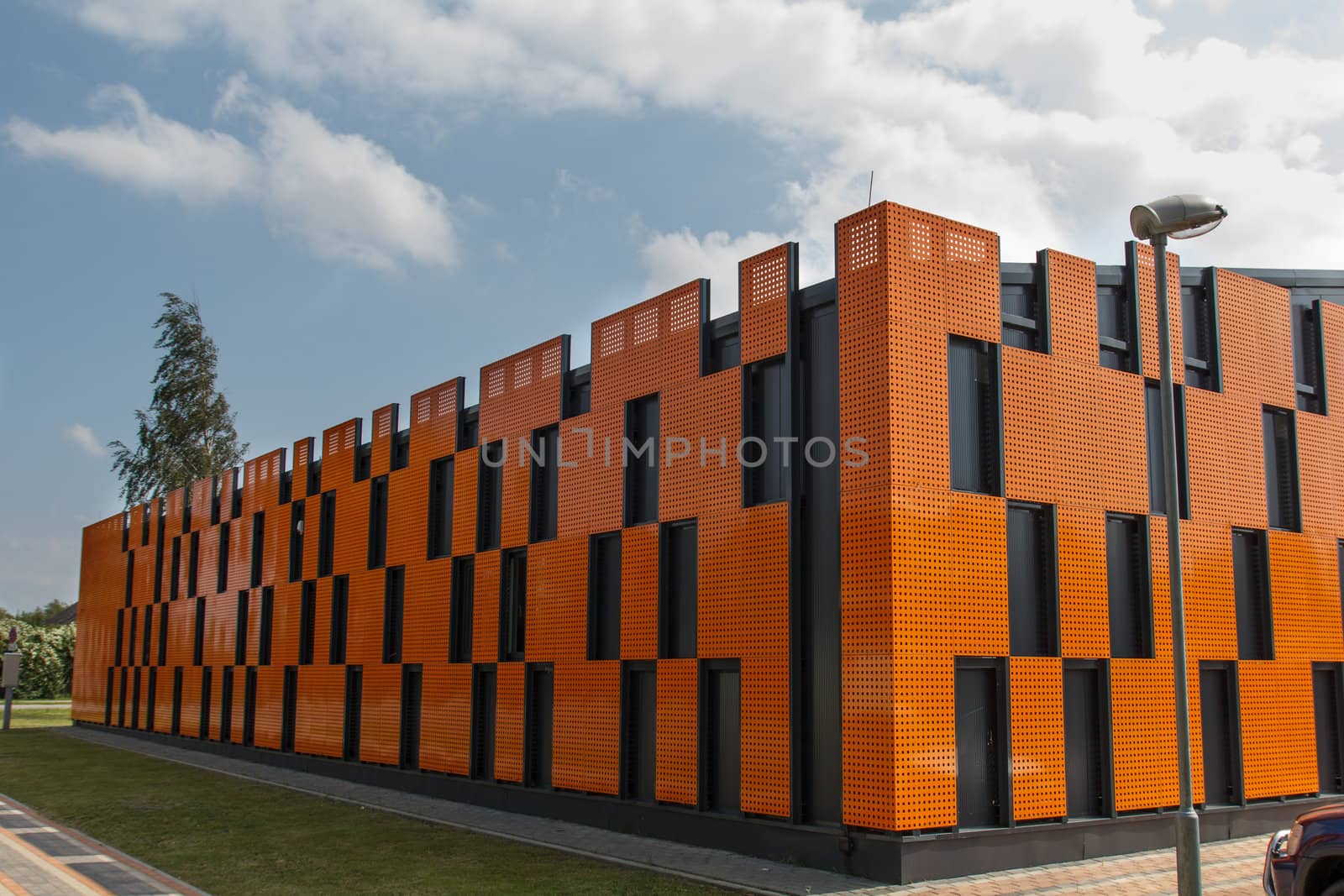 a new warehouse was built from colorful metal panels