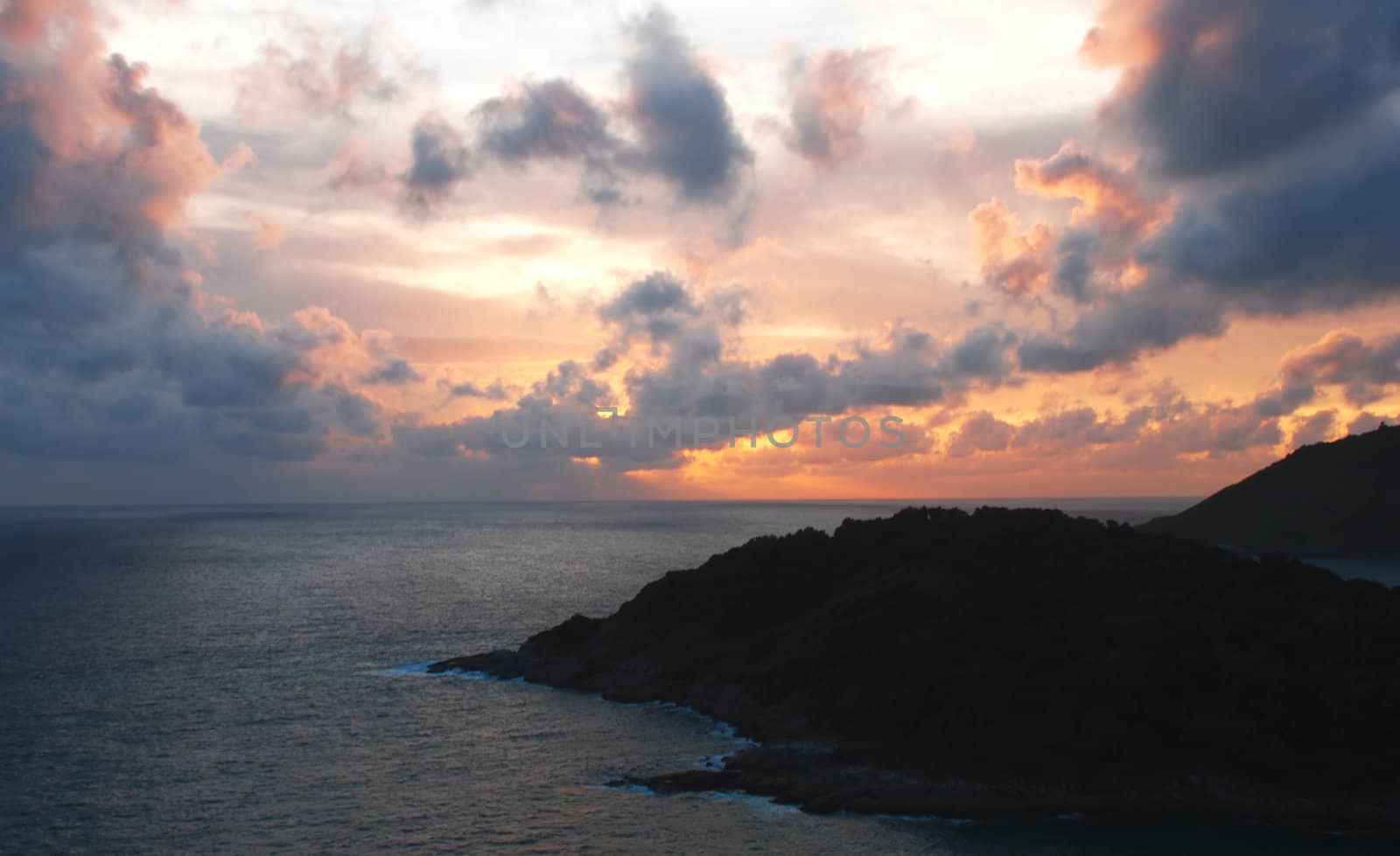 sunrise over the sea with cloud in phuket,Thailand