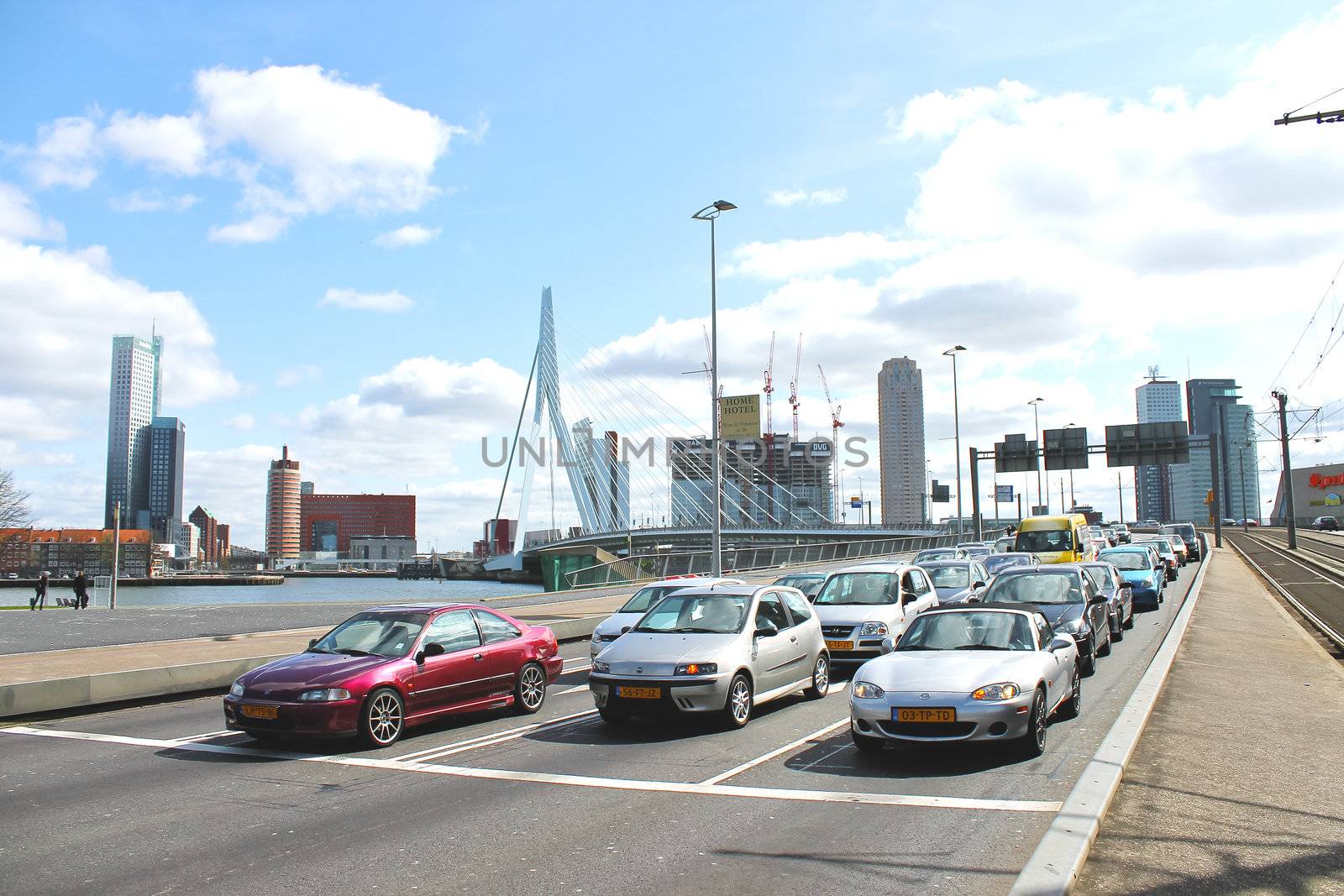 Highway near the bridge Erasmus of Rotterdam. Netherlands by NickNick