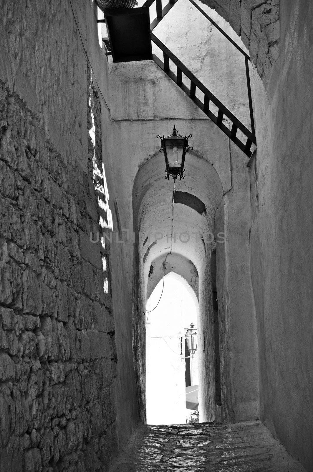 Ostuni lane with vaults in the Old Town (the White City), Puglia, Italy