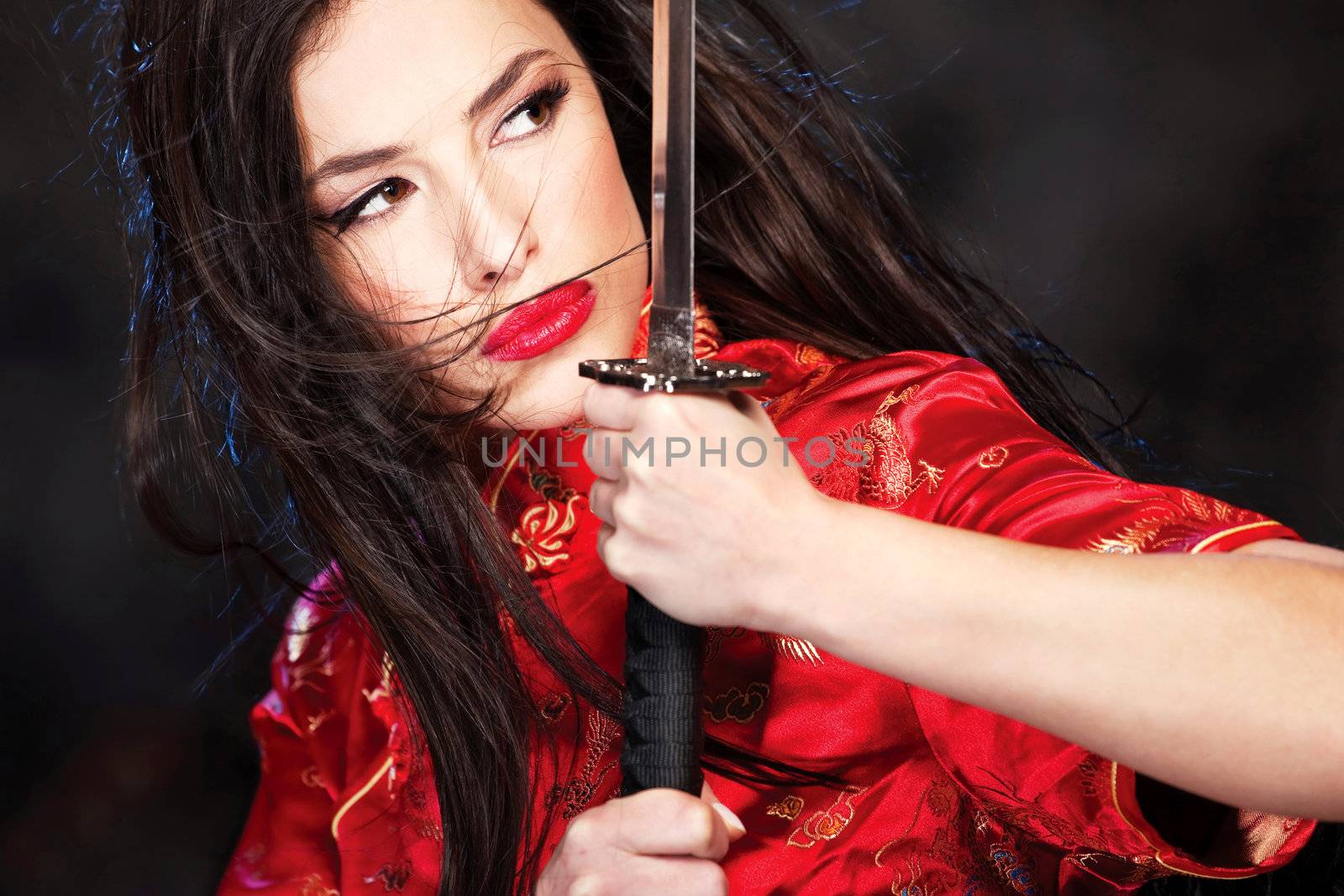 beautiful female katana warrior
