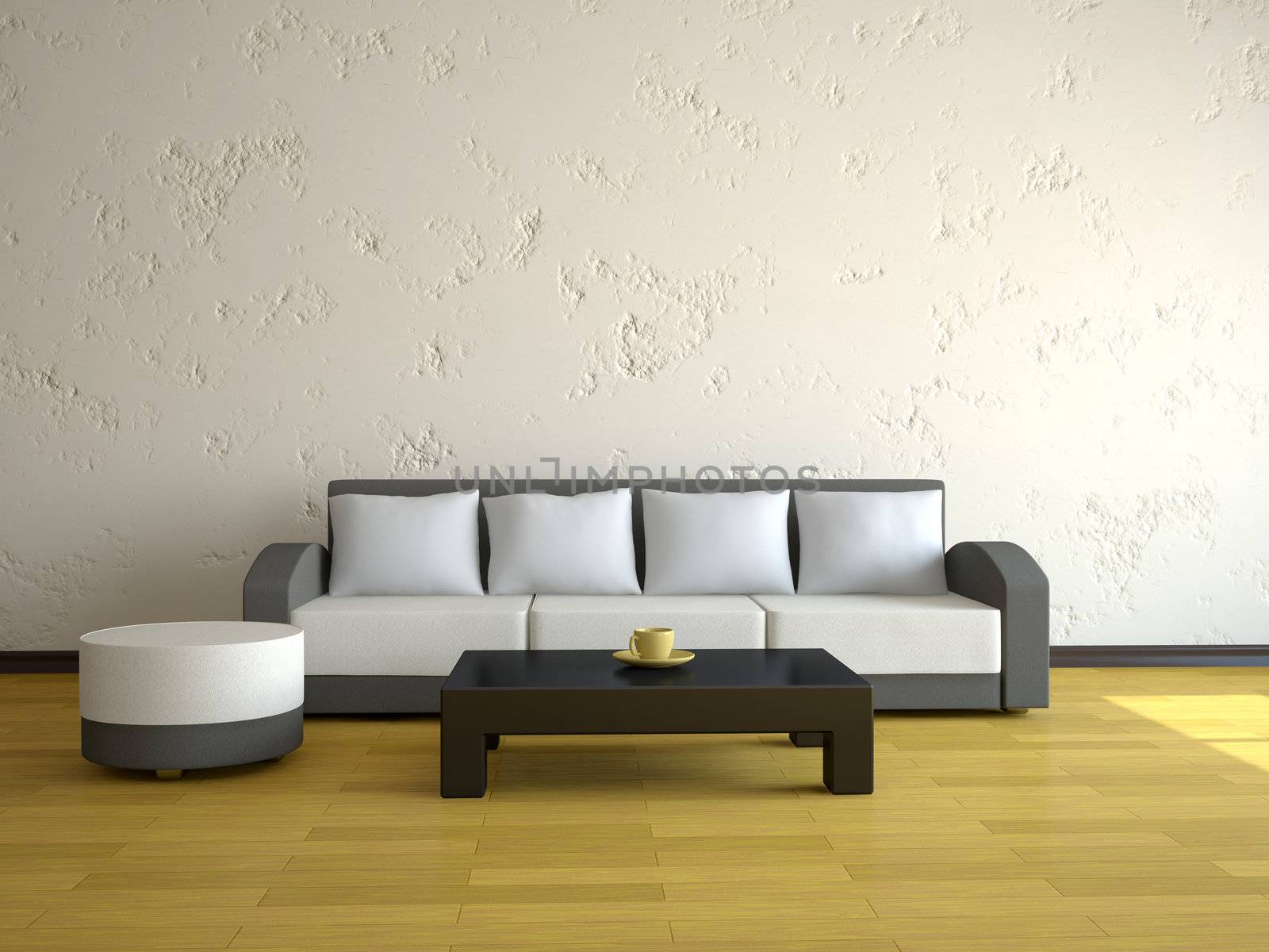 Interior of a room with a sofa 