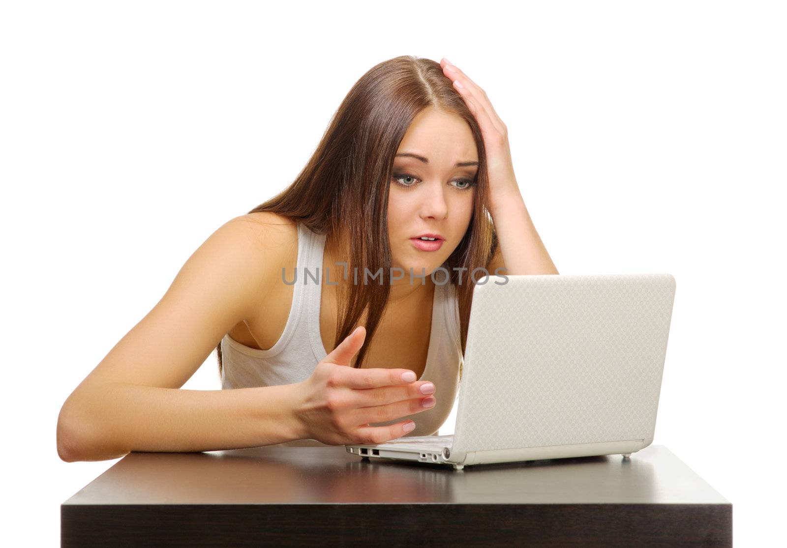 Young girl with laptop isolated by rbv