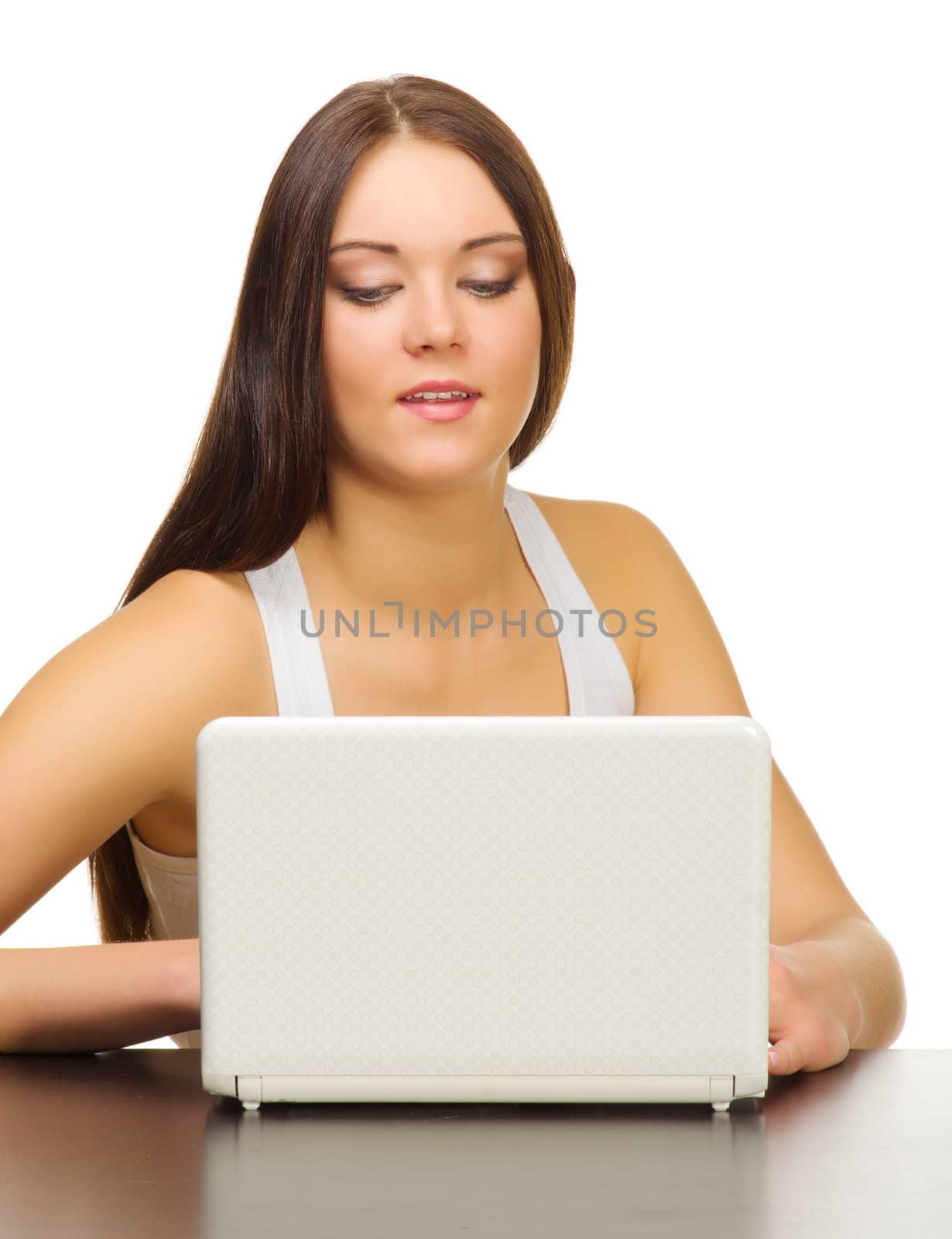 Young girl with laptop by rbv