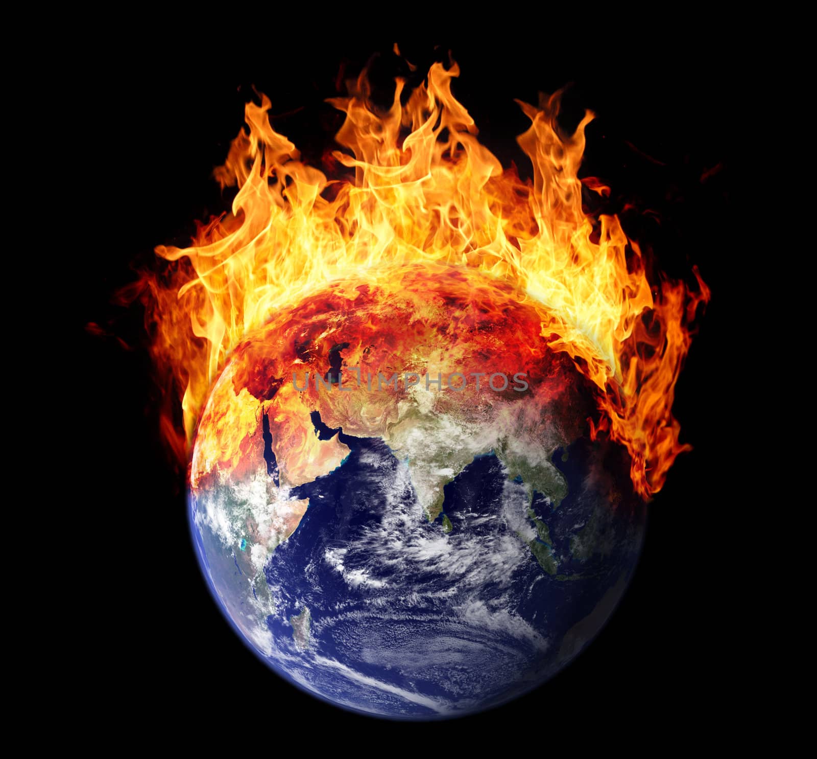 Burning earth globe east hemisphere by rbv