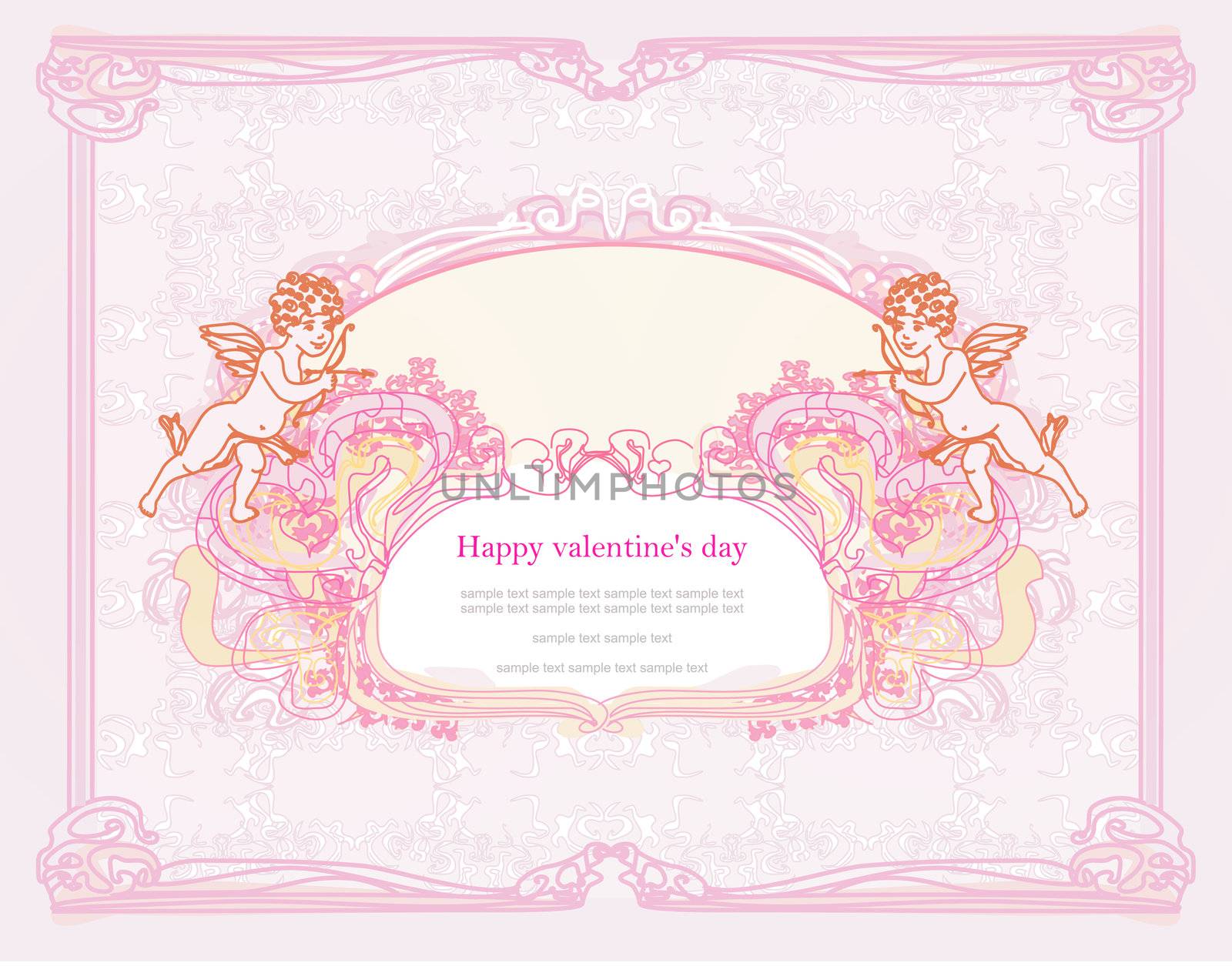 happy valentine's day card with cupid by JackyBrown