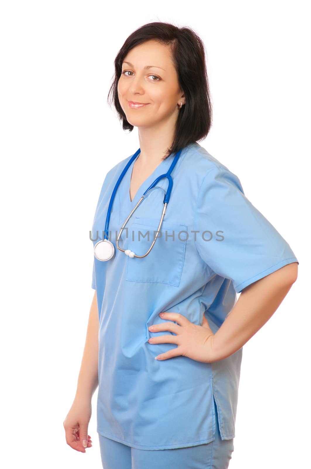 Young smiling doctor isolated on white