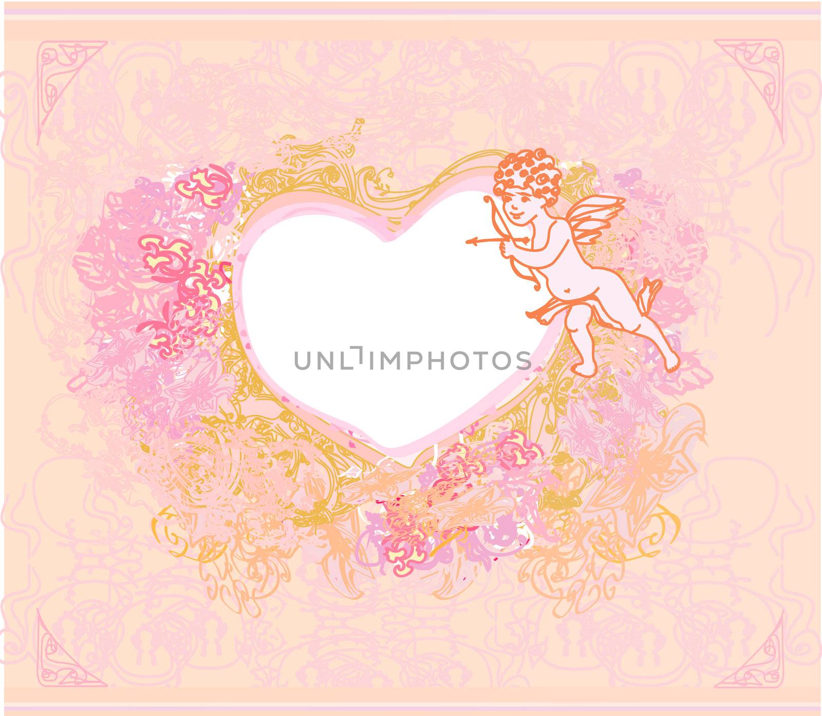 happy valentine's day card with cupid by JackyBrown