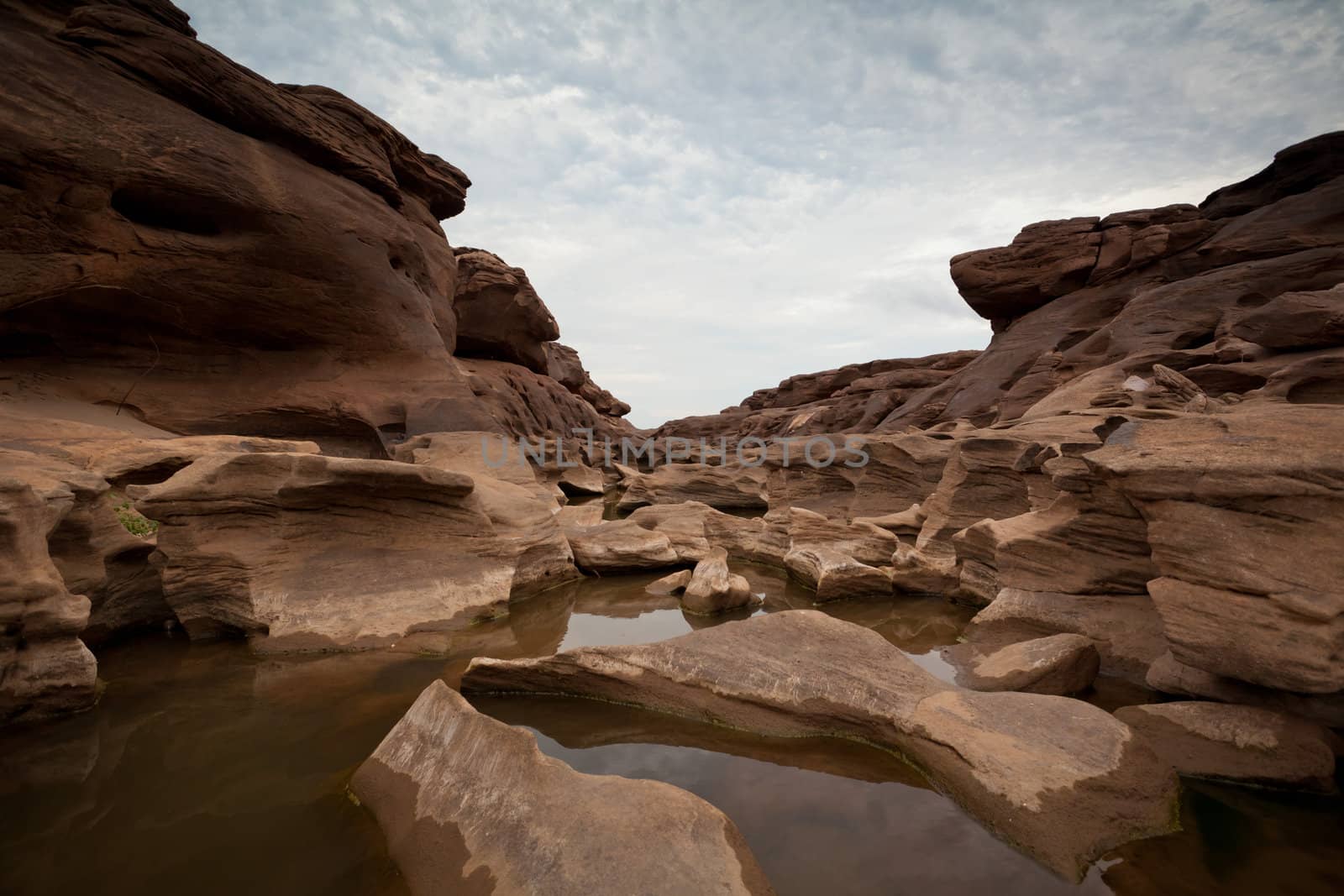 The Amazing of Rock in Mekong River, Ubon Ratchathani, Thailand.