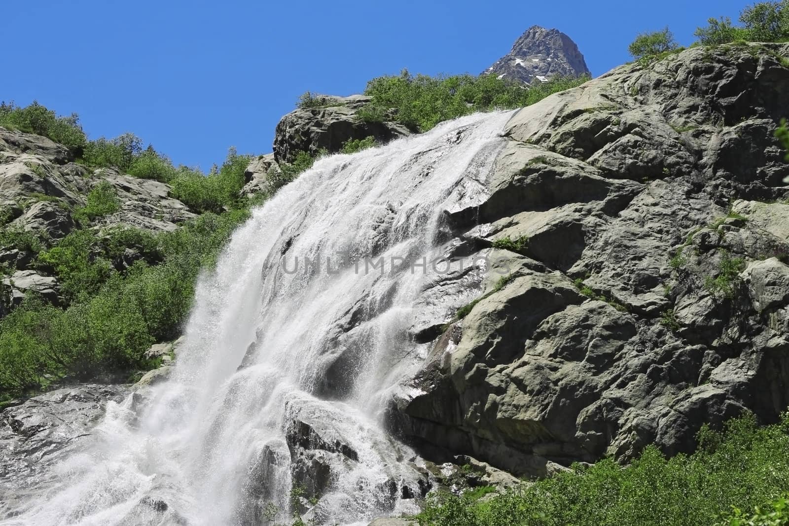 Alibek waterfall. Dombay mountains. The Northern Caucas