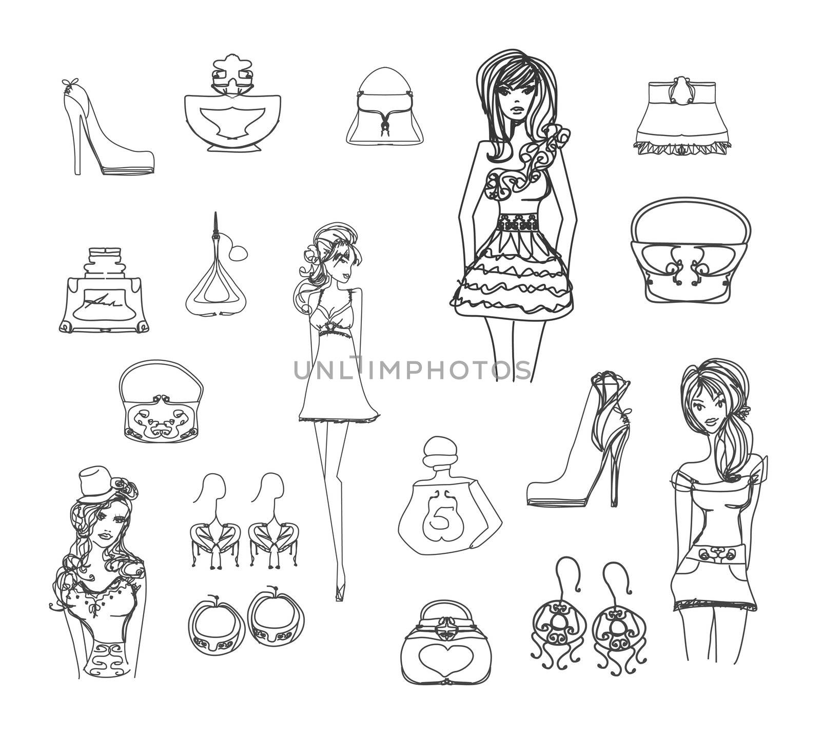 Fashion shopping icon doodle set by JackyBrown