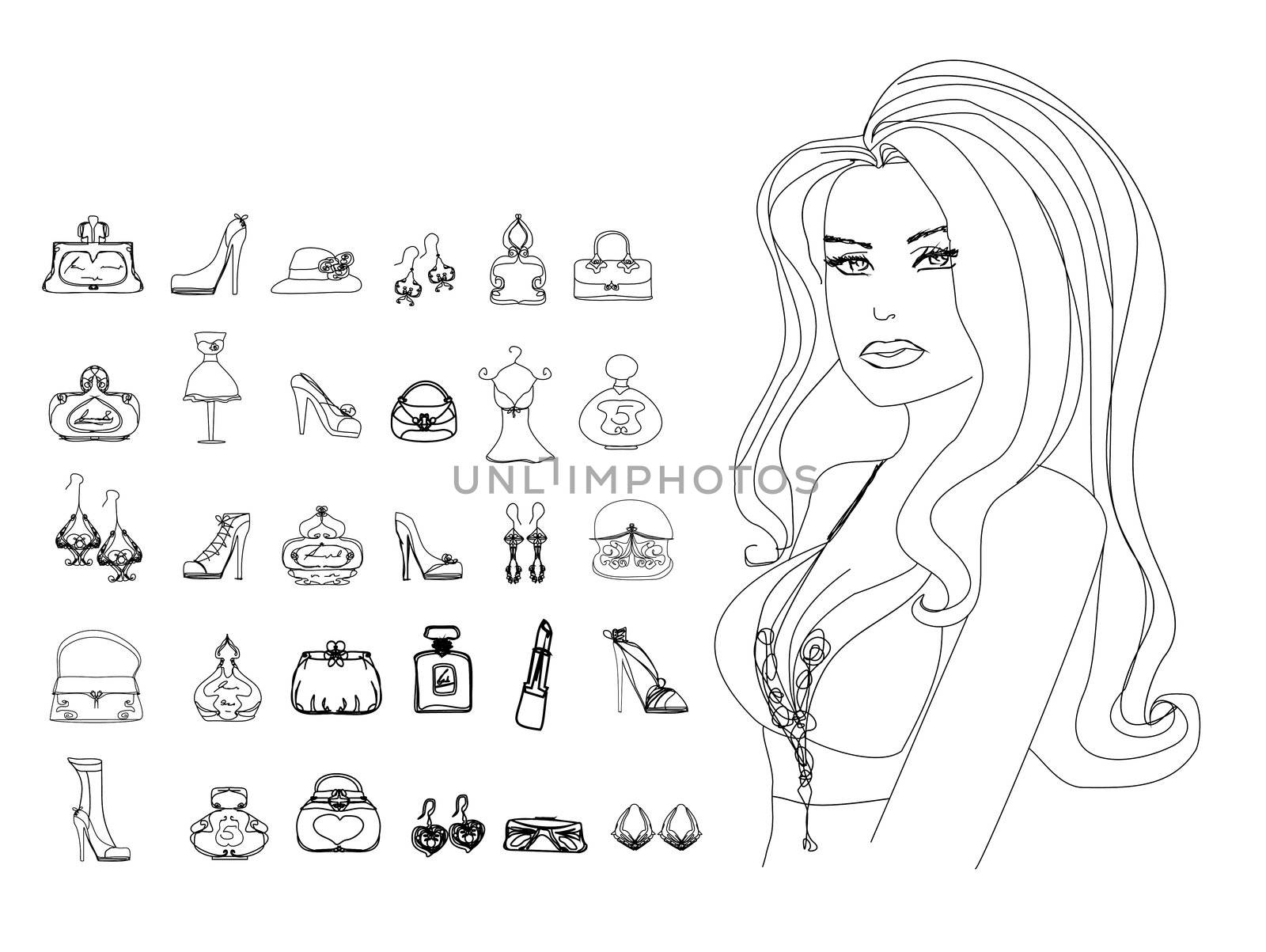 Fashion shopping icon doodle set