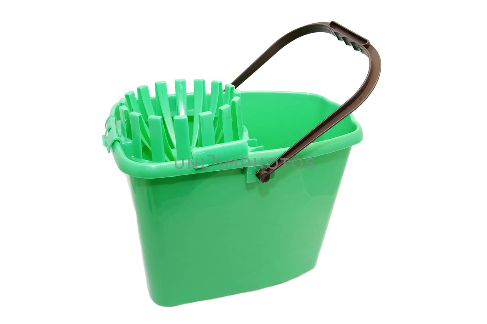 green water bucket on a white background