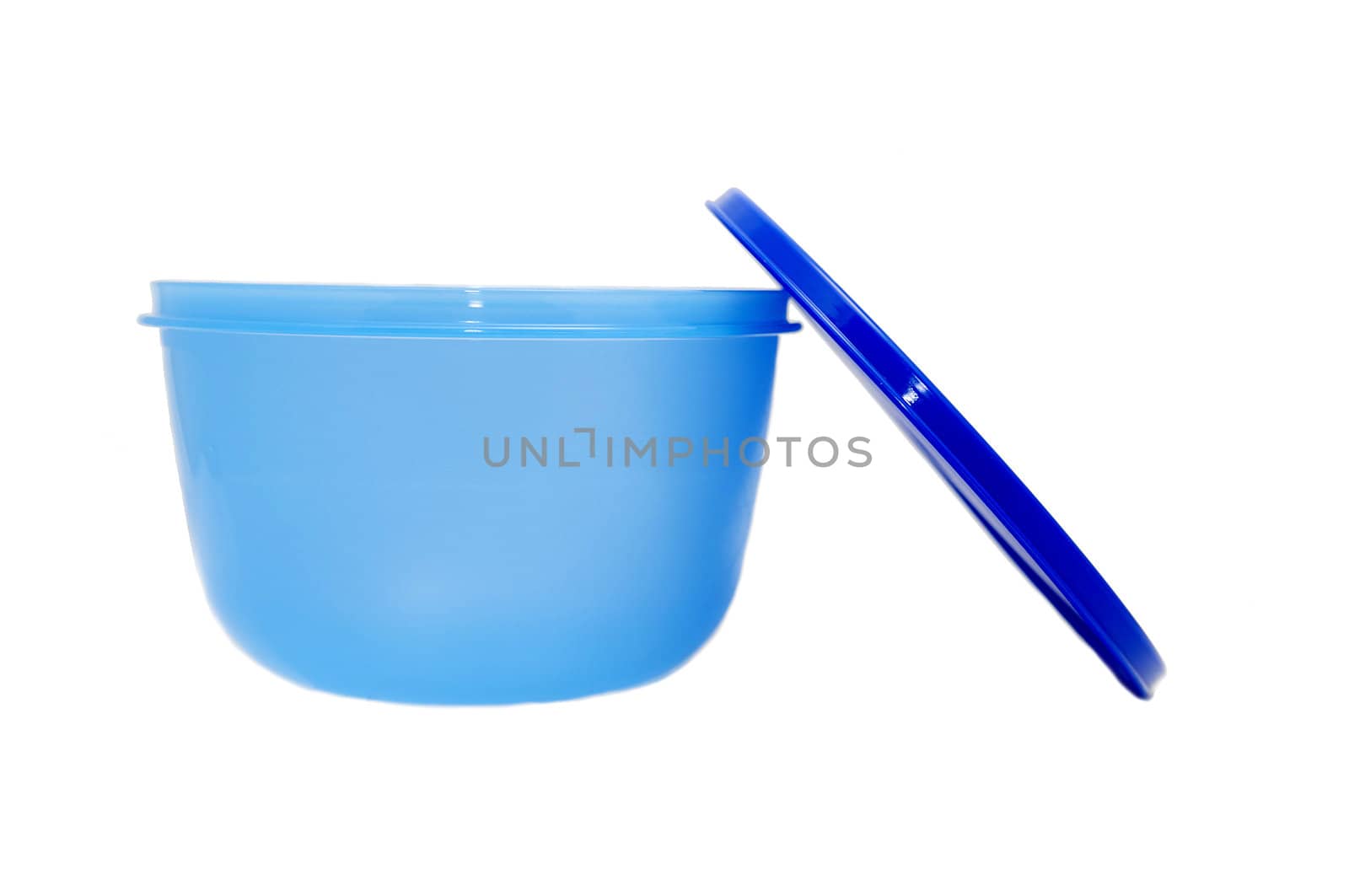 a big blue plastic box for a meal on a white background