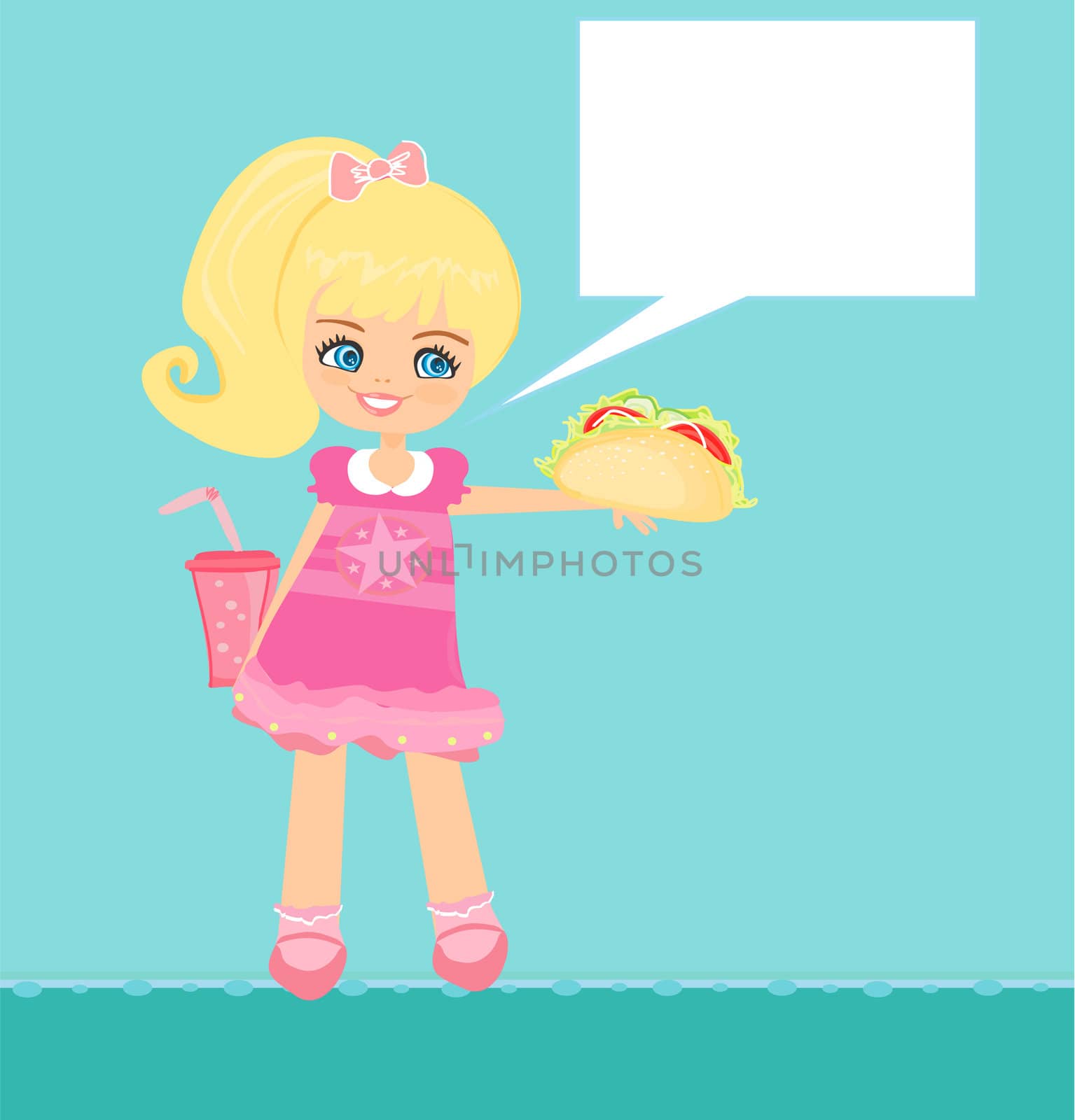 cute little girl eating sandwich