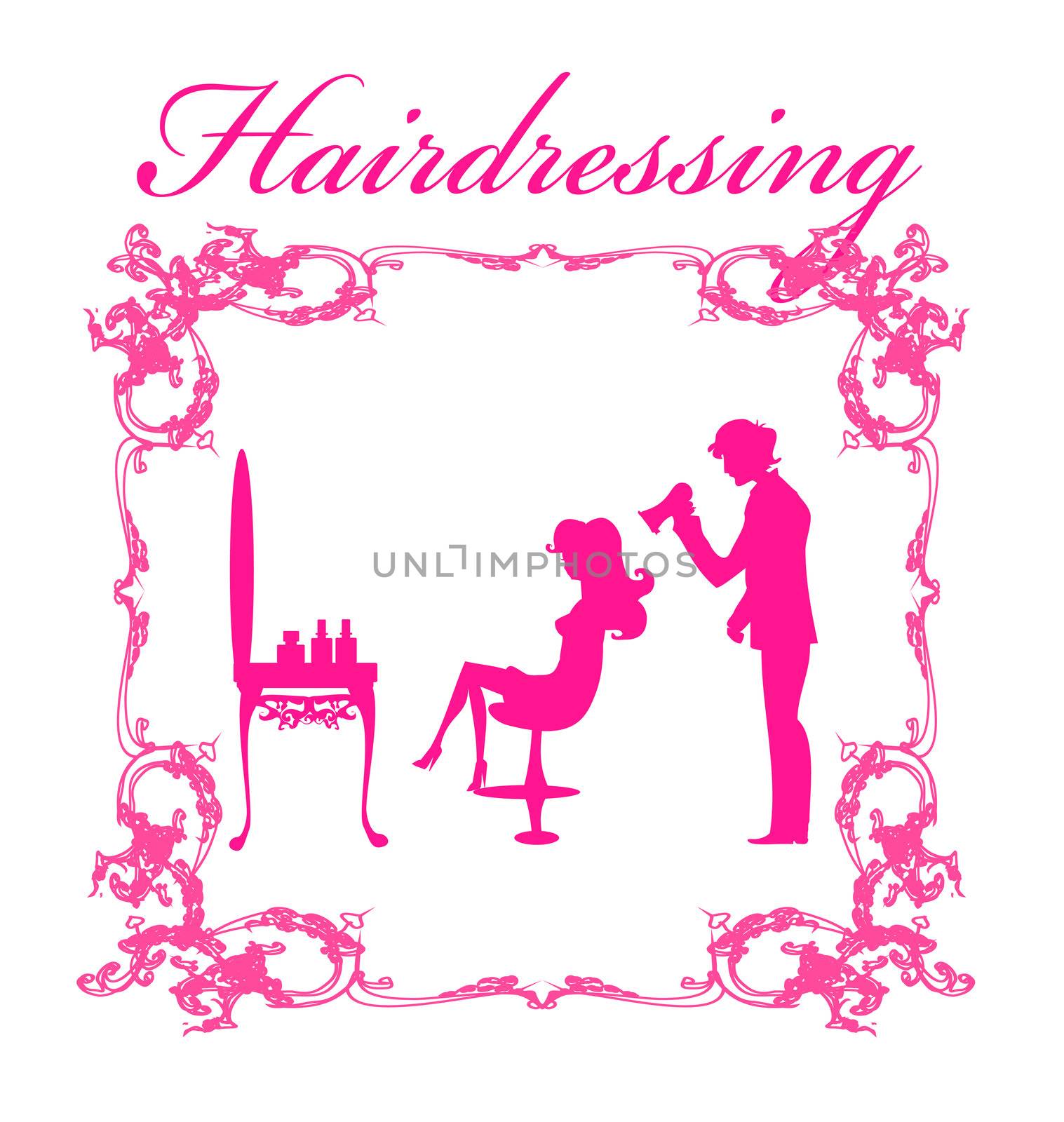 Vector illustration of the beautiful woman in hairdressing salon .