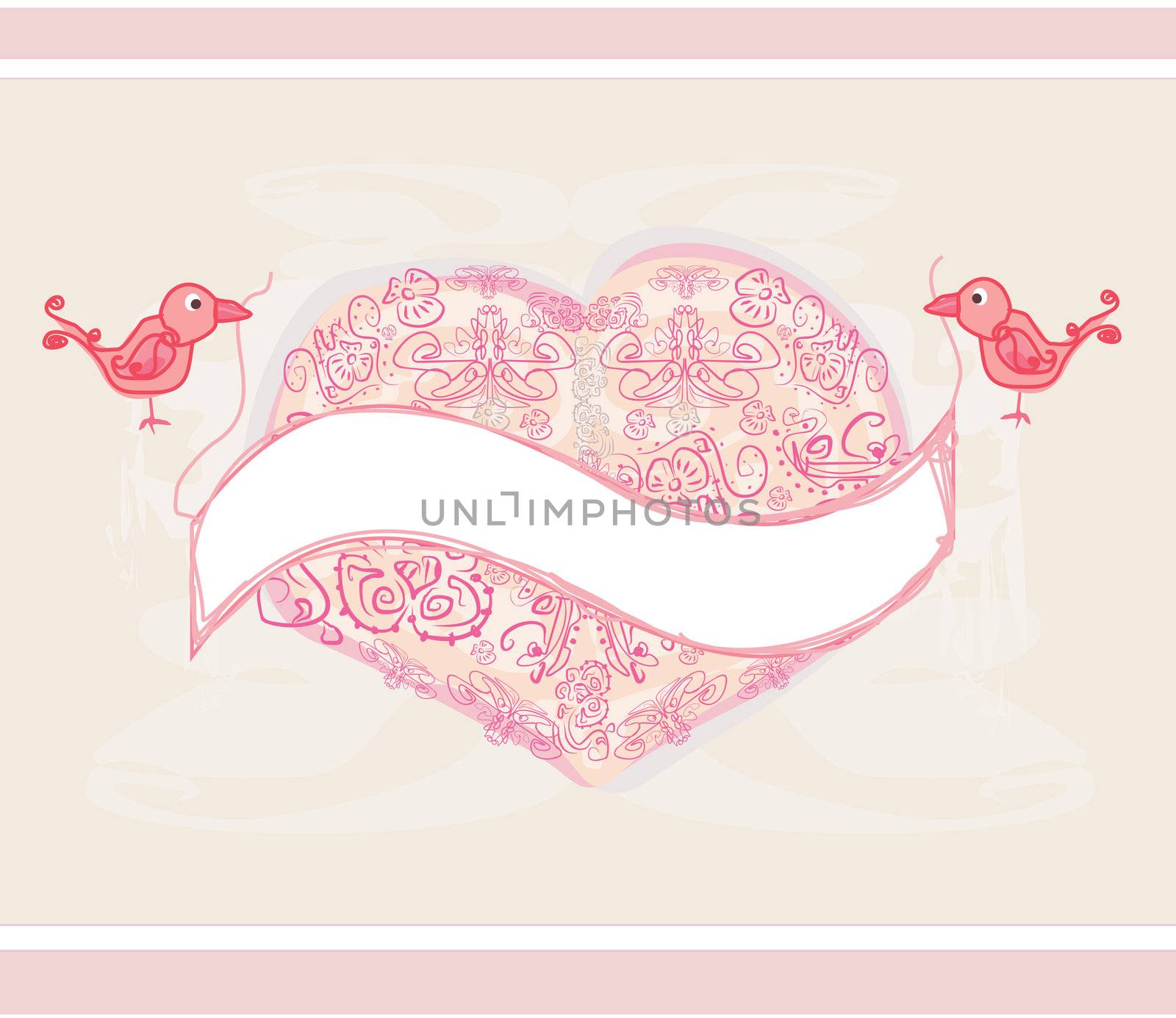valentine's day greeting card with 2 sweet love birds by JackyBrown