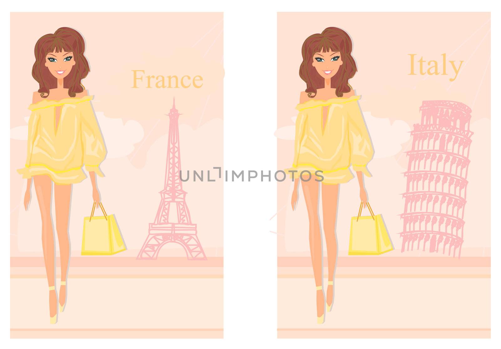 beautiful women Shopping in France and Italy