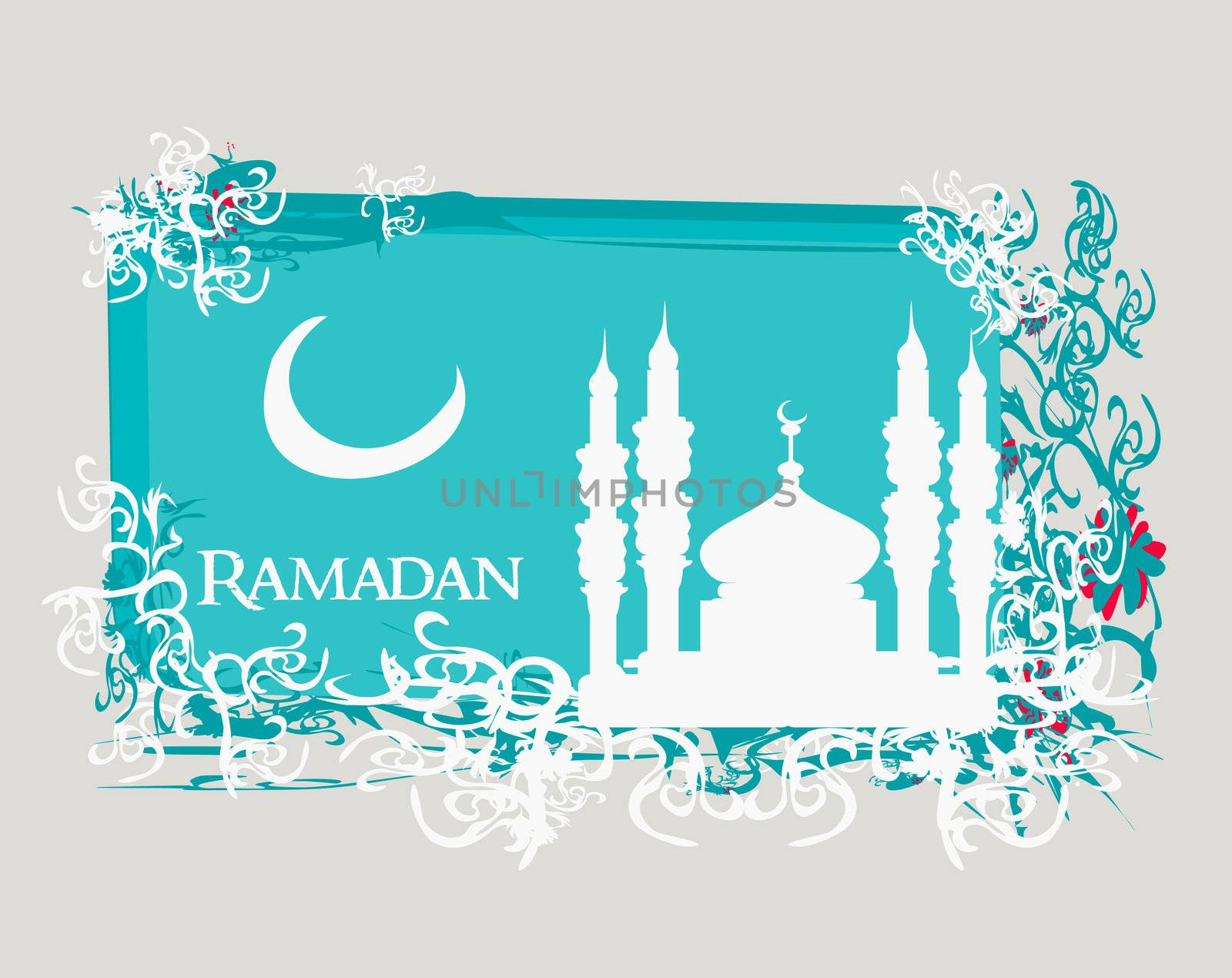 Ramadan background - mosque silhouette vector card by JackyBrown
