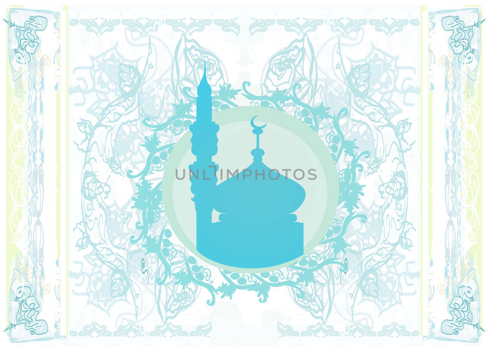 Ramadan background - mosque silhouette vector card by JackyBrown