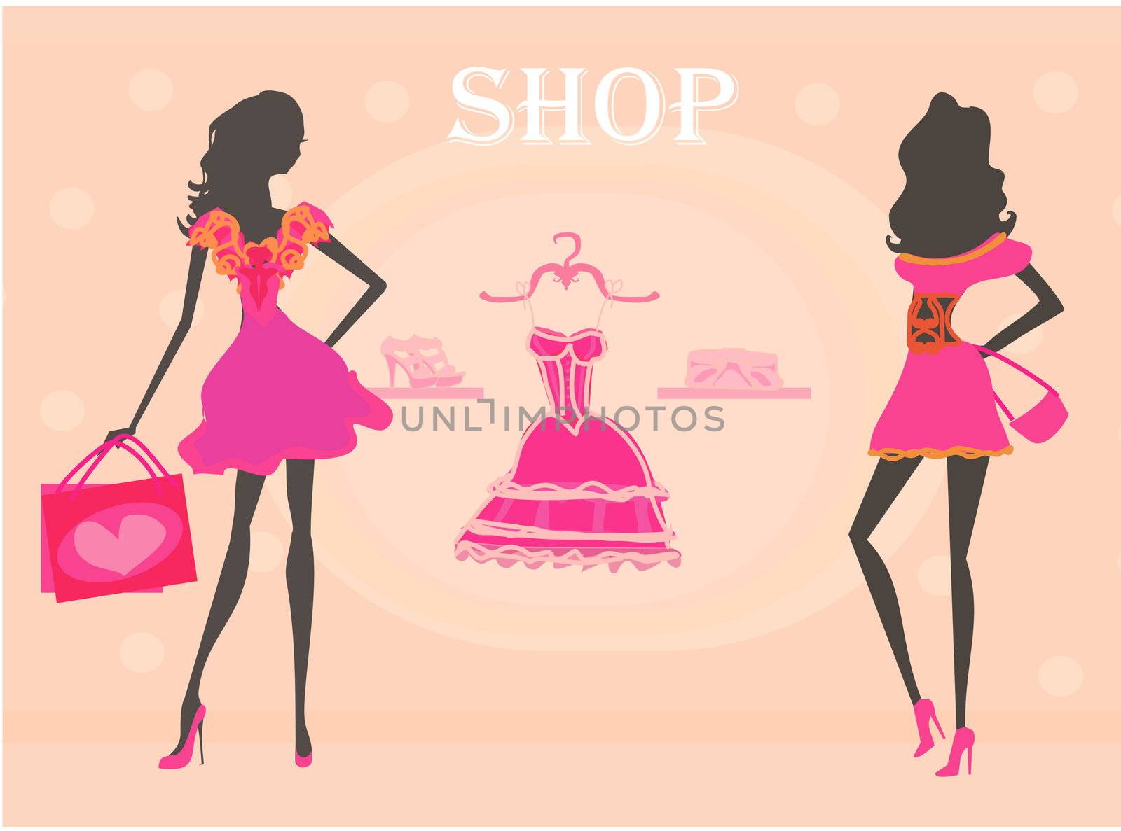 fashion girls Shopping silhouettes