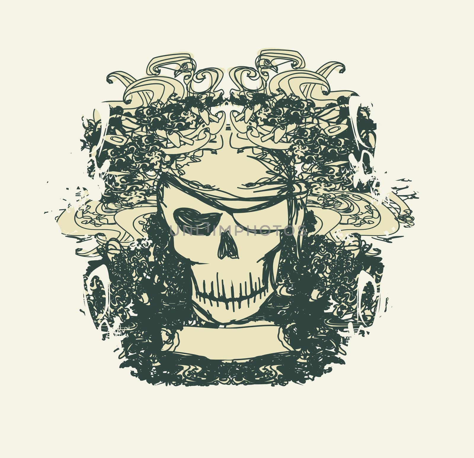 Skull Pirate - retro card by JackyBrown