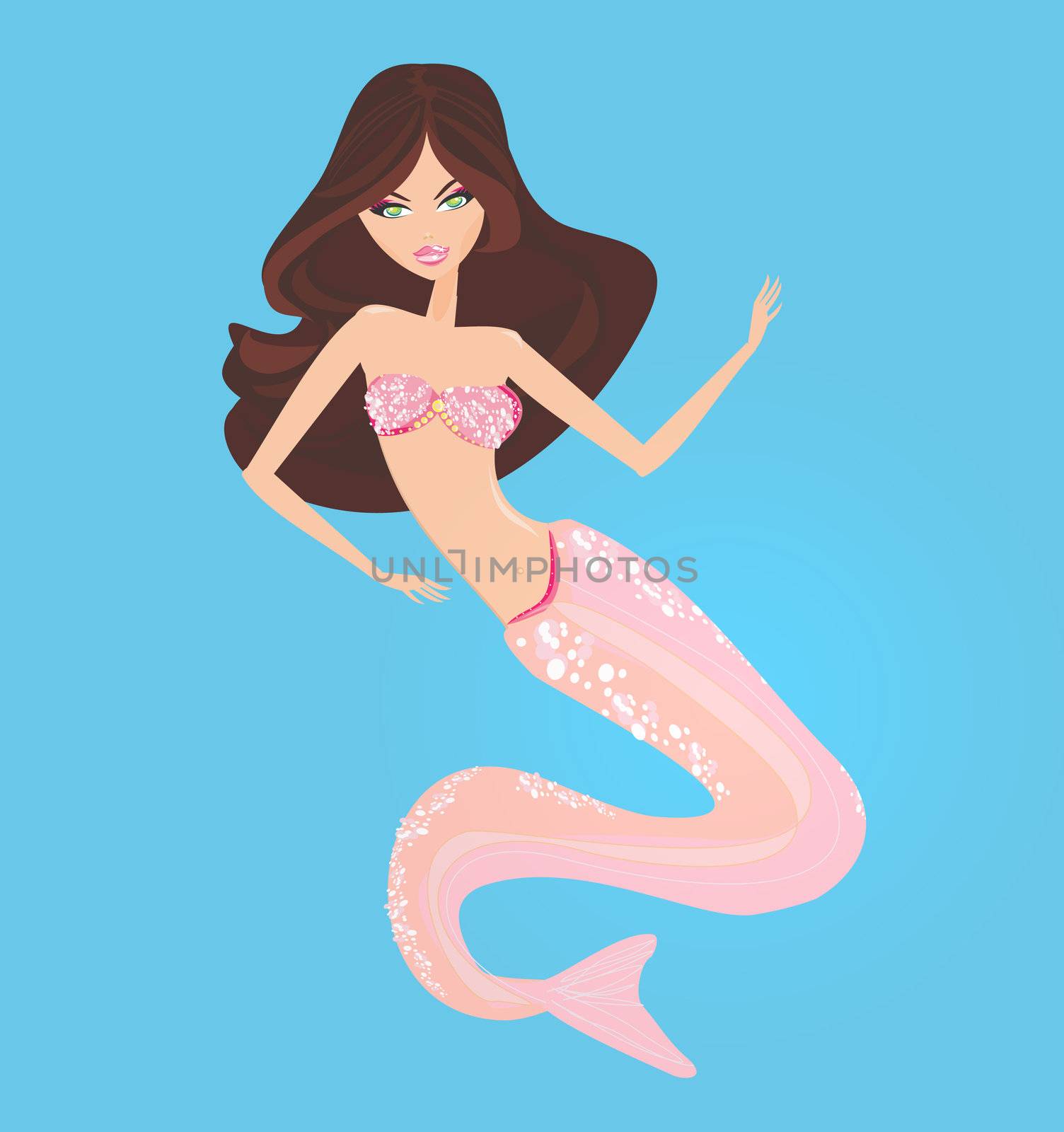 Illustration of a Beautiful mermaid