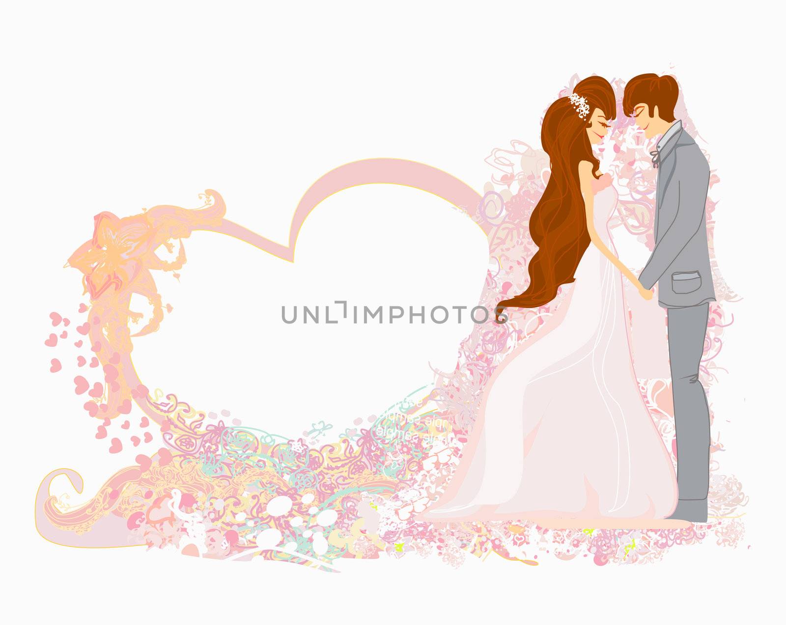 greeting card with silhouette of romantic couple