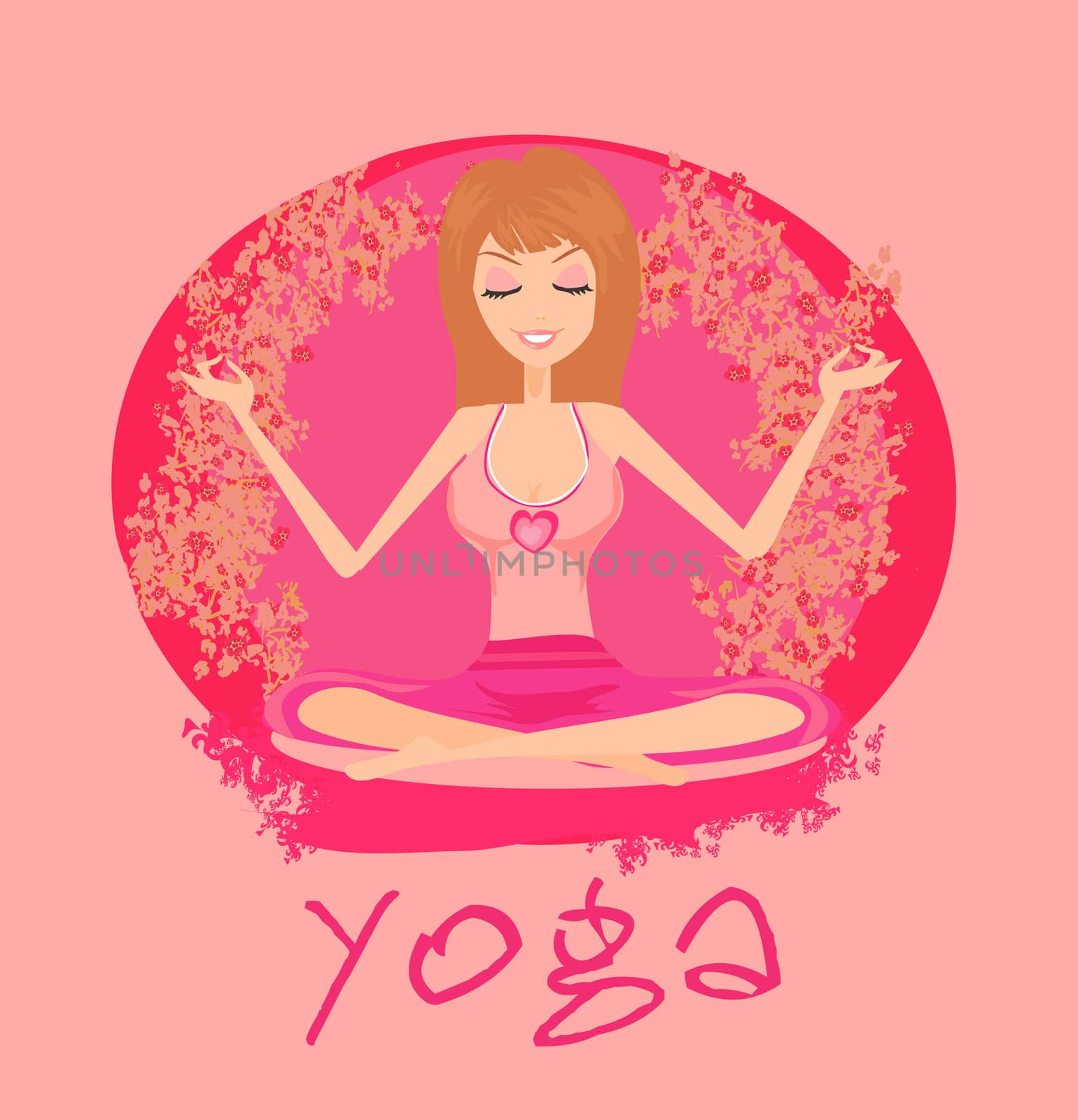 Yoga girl in lotus position by JackyBrown