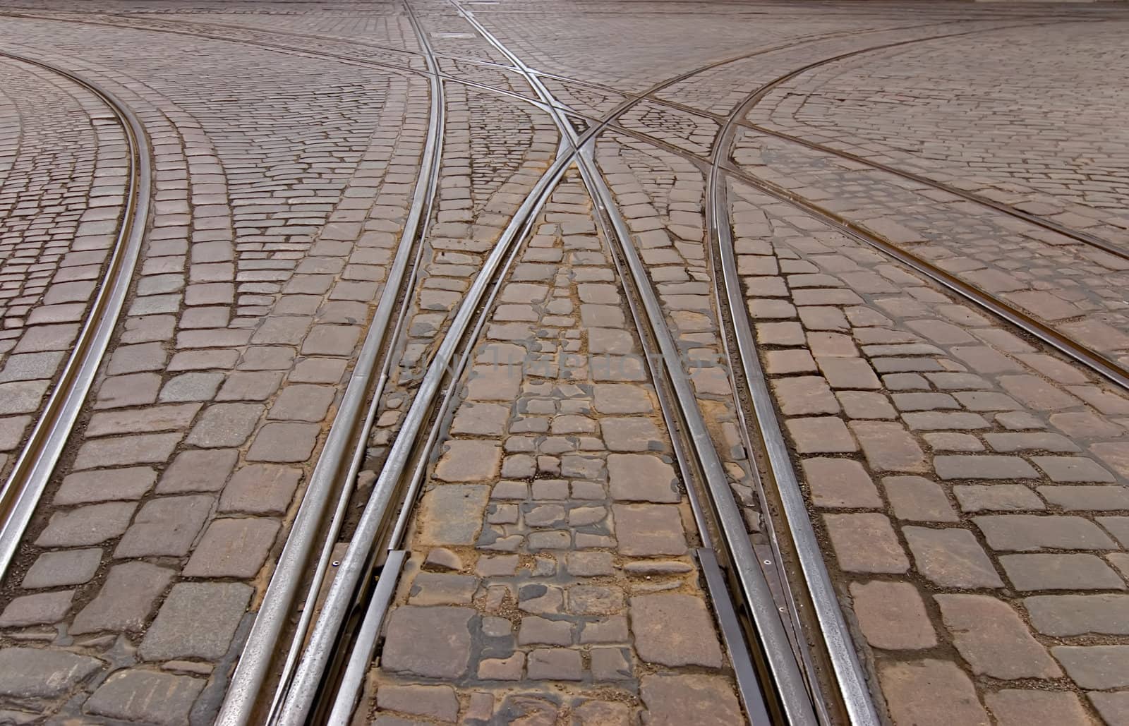 A crossroads in the center of the old Helsinki.