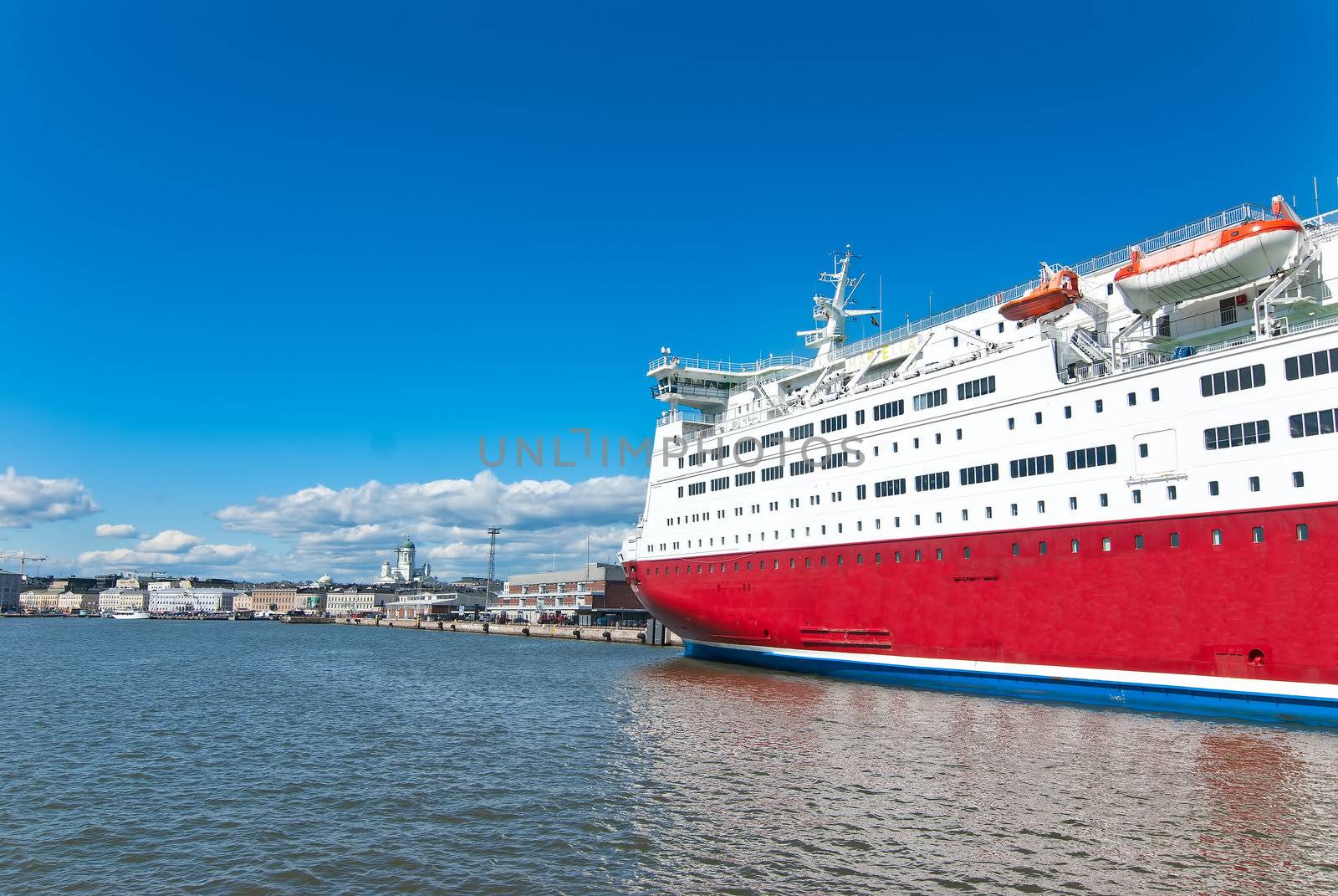 Helsinki. Finland. View of the city with a recreational vehicle.