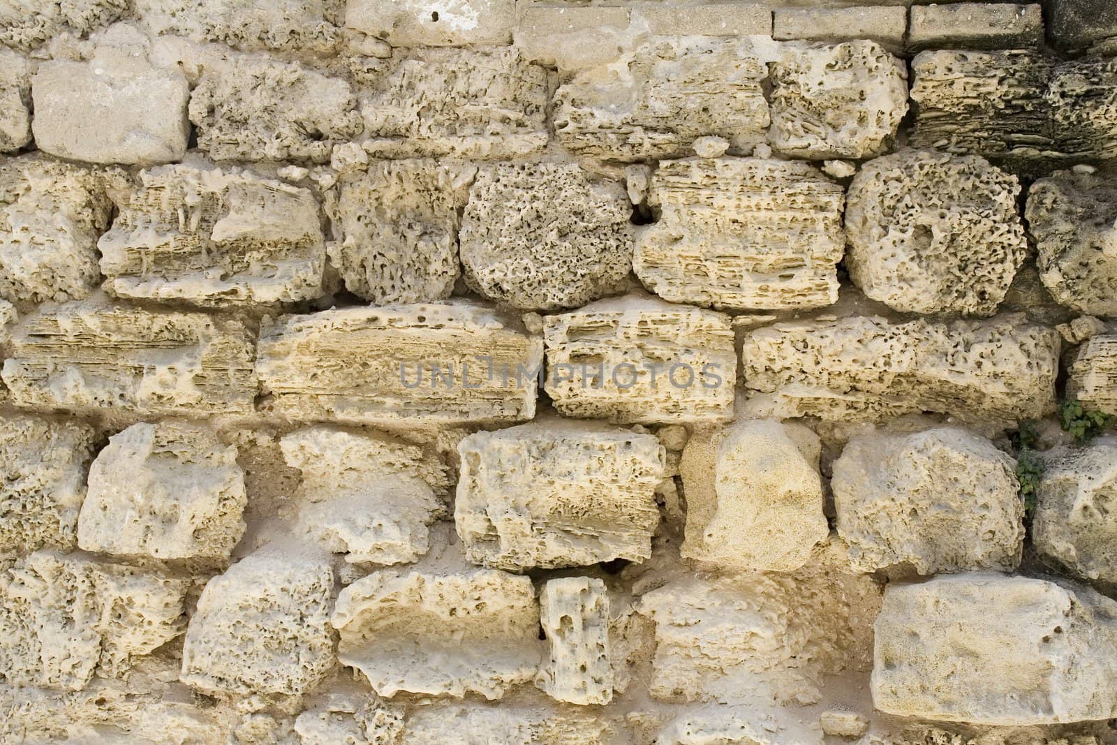 Wall constructed of stone bricks. A fine textural background for graphic design