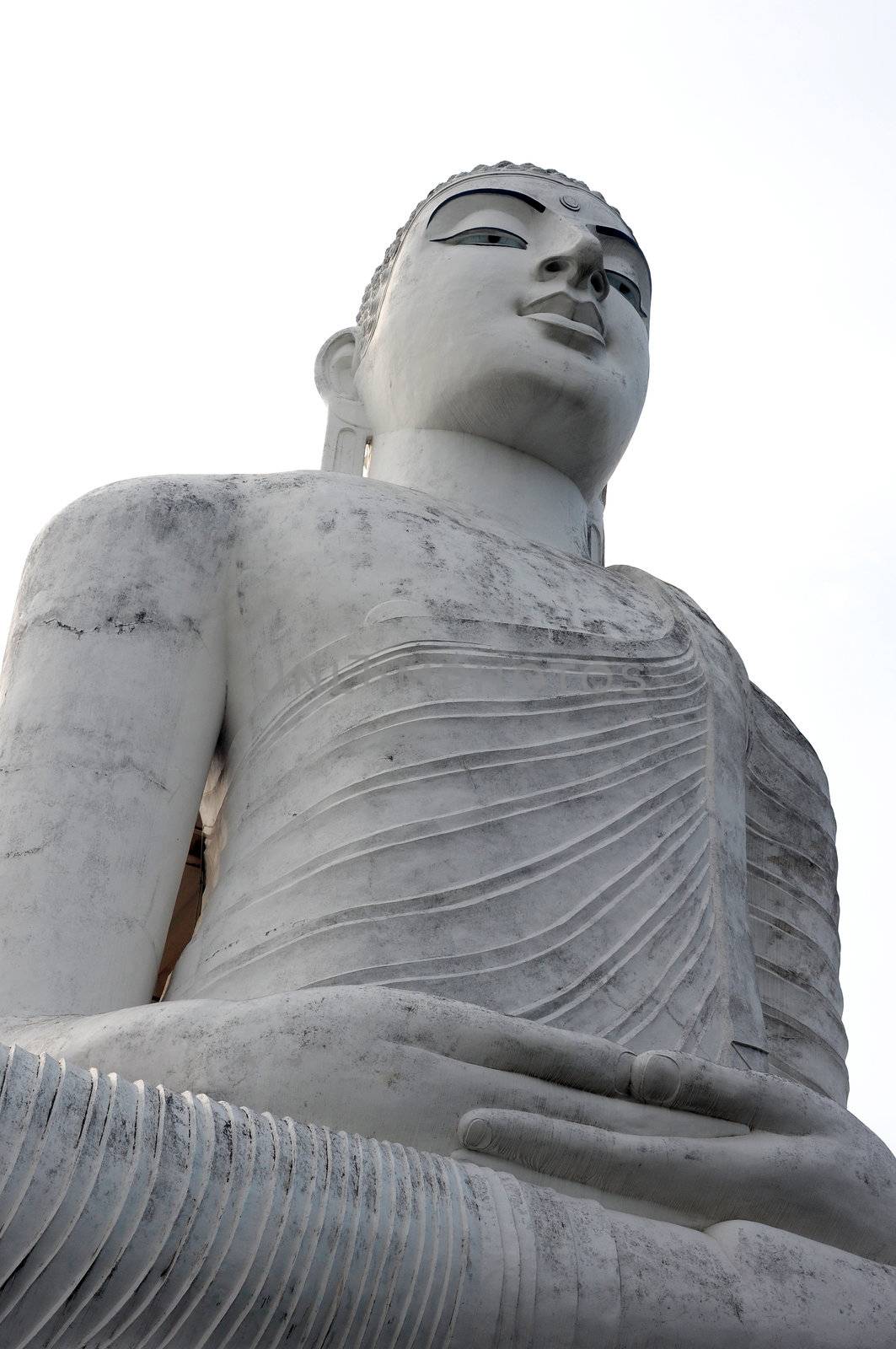Bottom view of a historic buddha statue in Sri Lanka