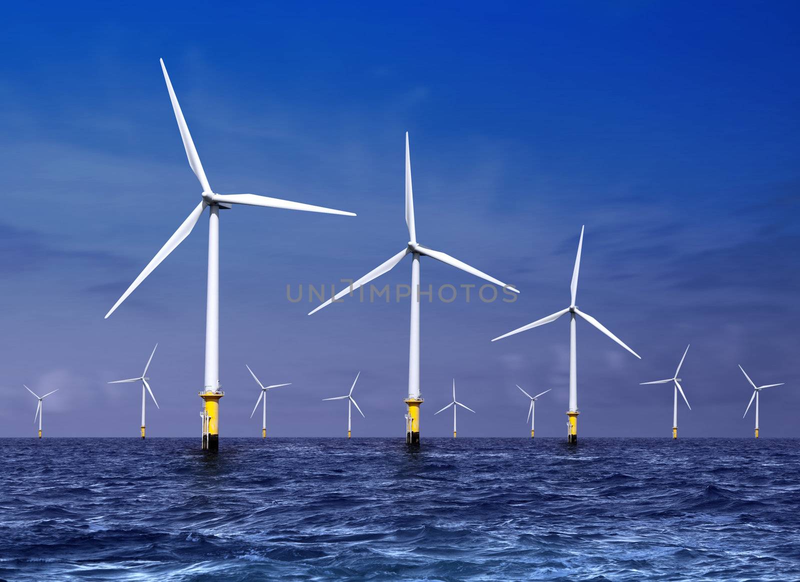 wind turbines on sea by ssuaphoto