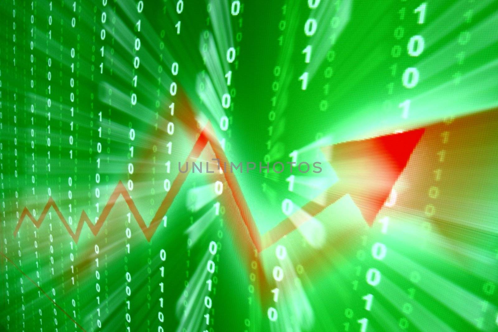 abstract investment growth ged graph on green