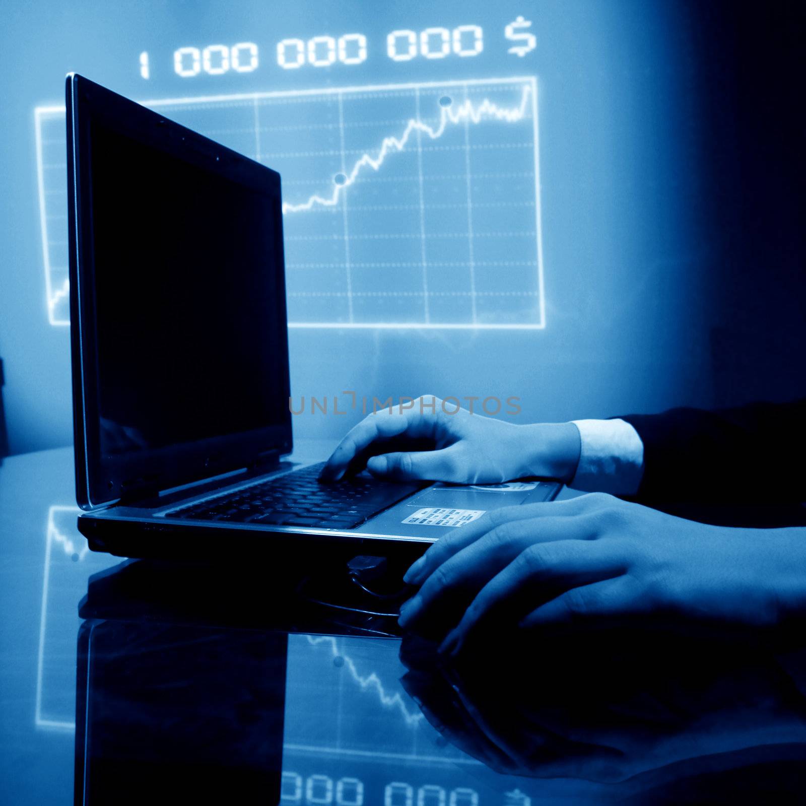 laptop finance work close up