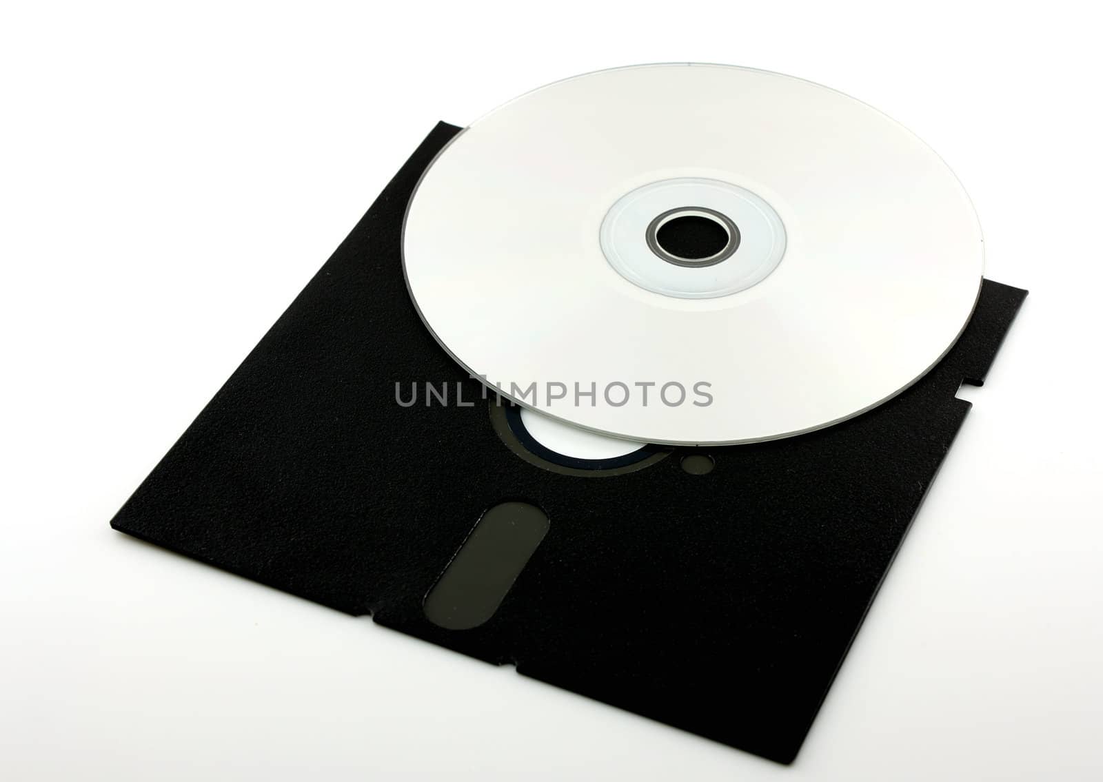 Old floppy disk and CD-ROM by sergpet