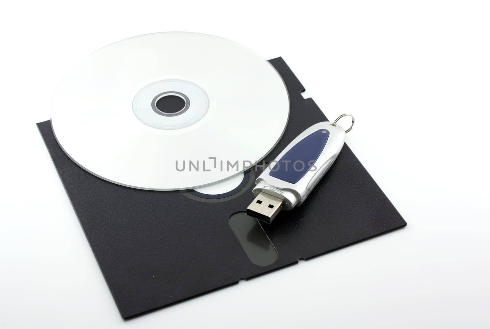 Old floppy disk, CD-ROM and USB-memory by sergpet