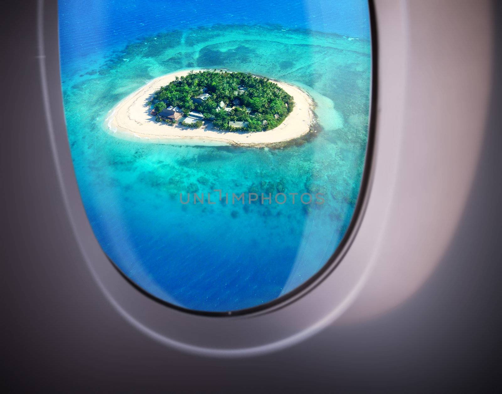 sea view from plane window by ssuaphoto