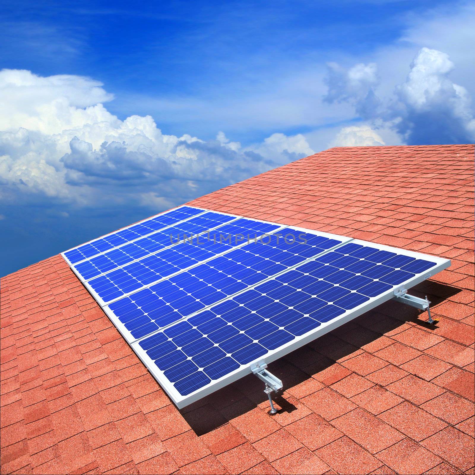 Solar panels on the roof of private home