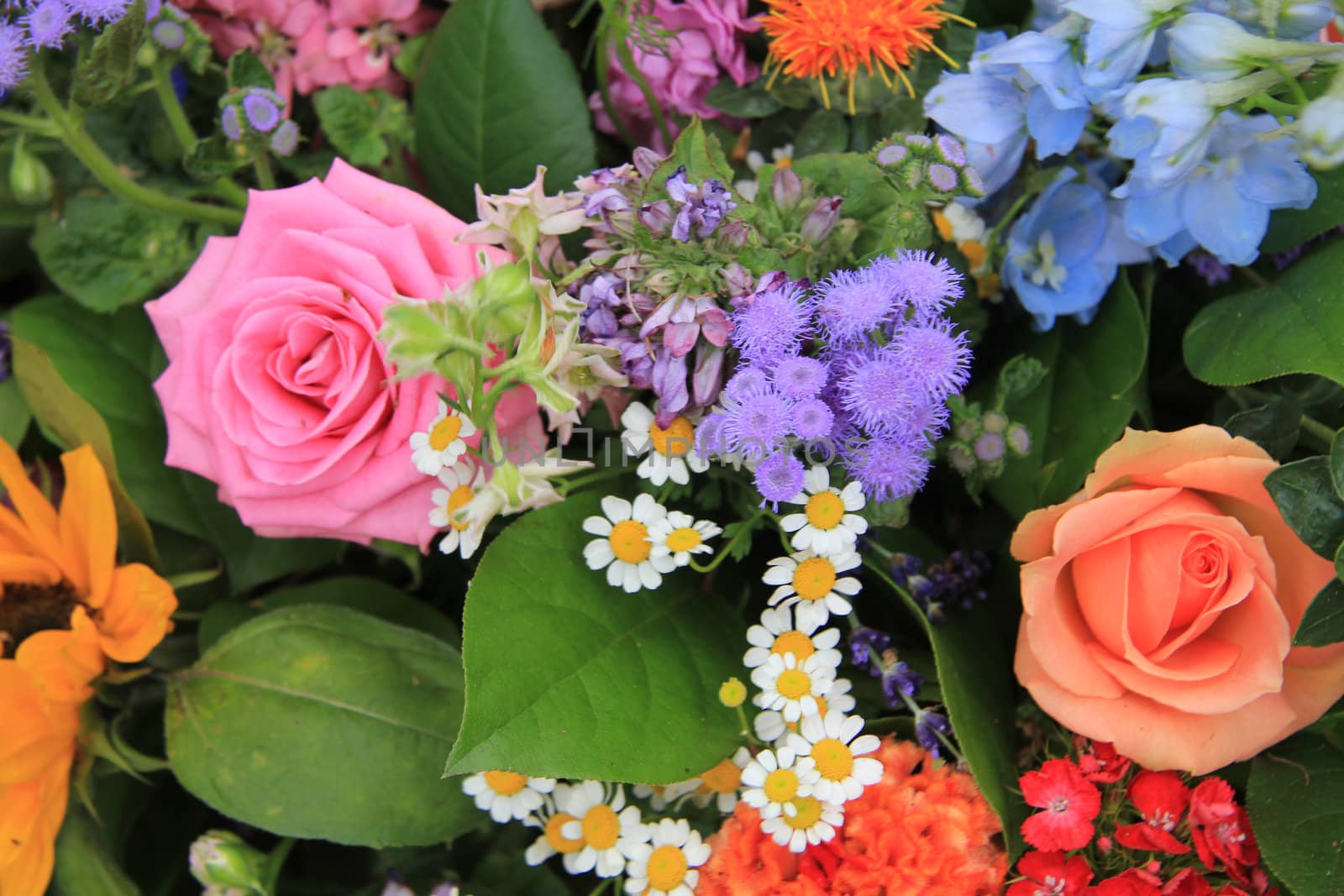 Mixed floral arrangement in many different colors